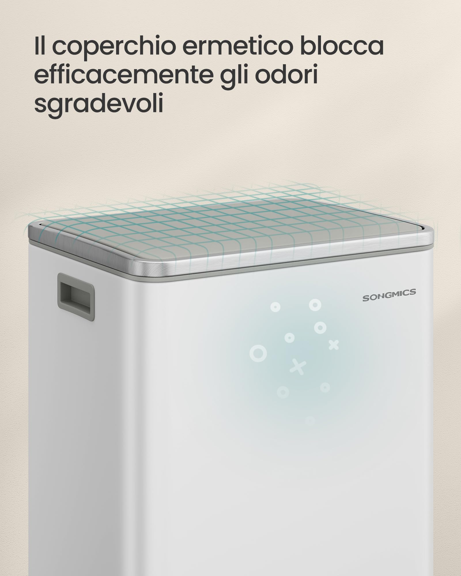 Songmics LTB595WC01 pattumiera cucina bianca 50 L acciaio