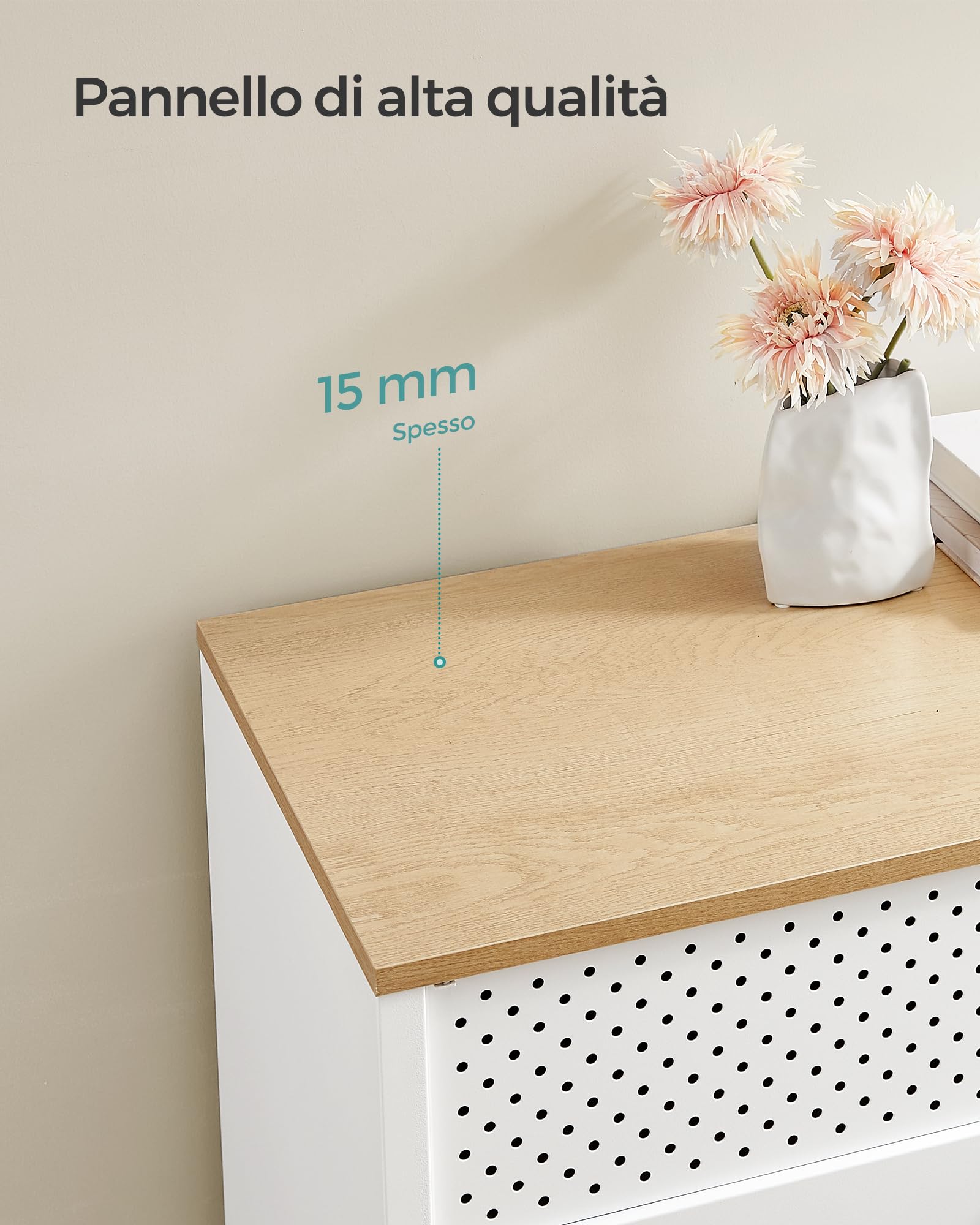 Songmics LSC102W57 Mobiletto 2 Ante Acciaio Beige Bianco 80cm