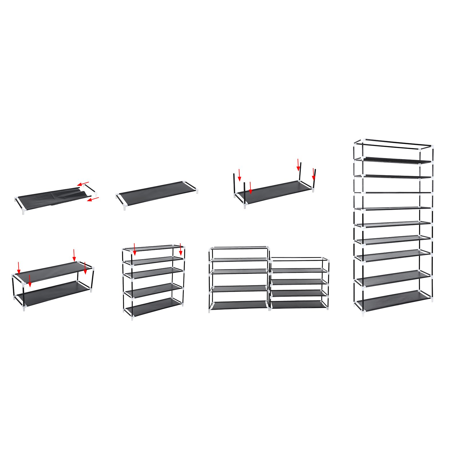 Songmics RXA10H scarpiera 10 ripiani nero 88x28x175 cm antipolvere
