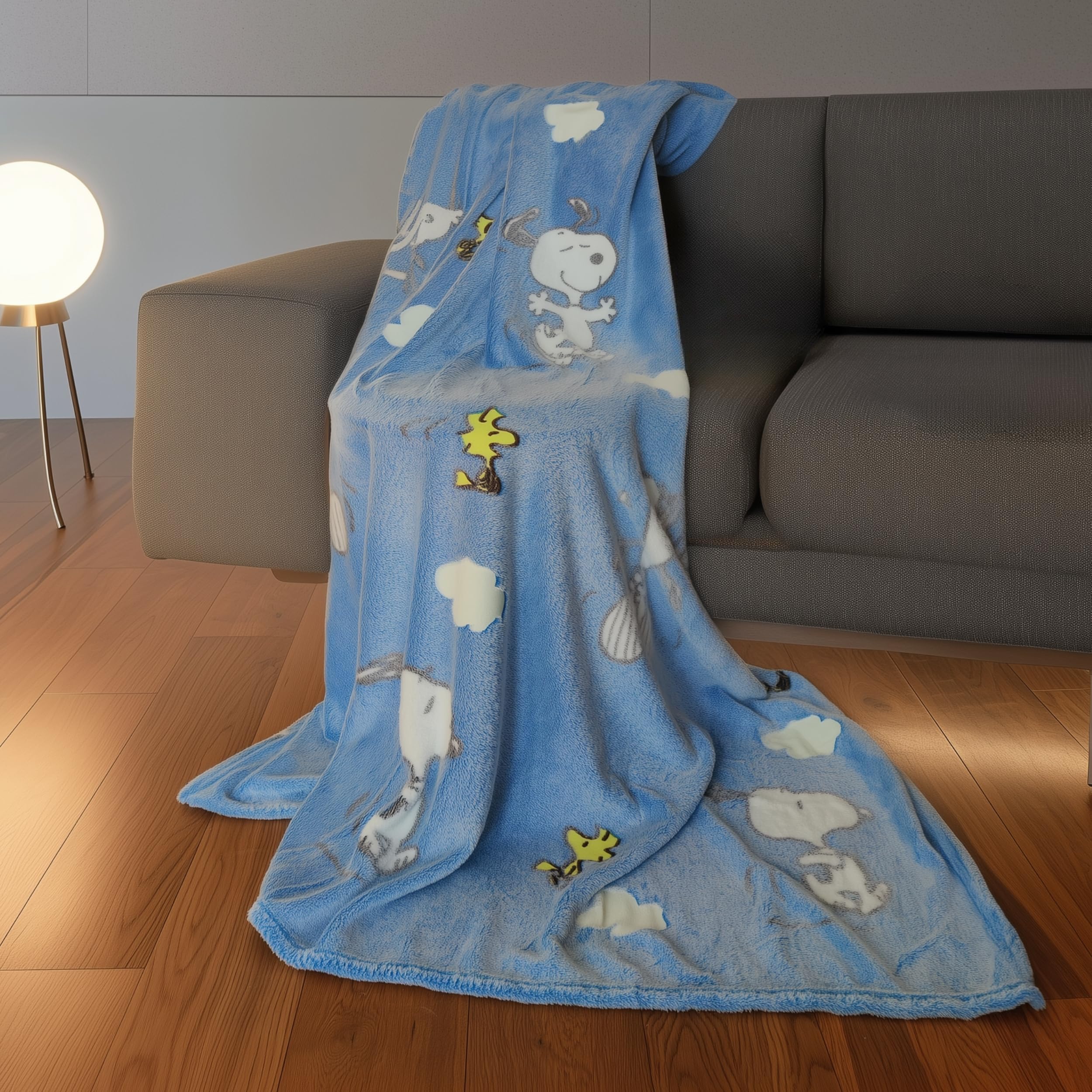 Kanguru Snoopy coperta pile 130x150 cm blu fosforescente