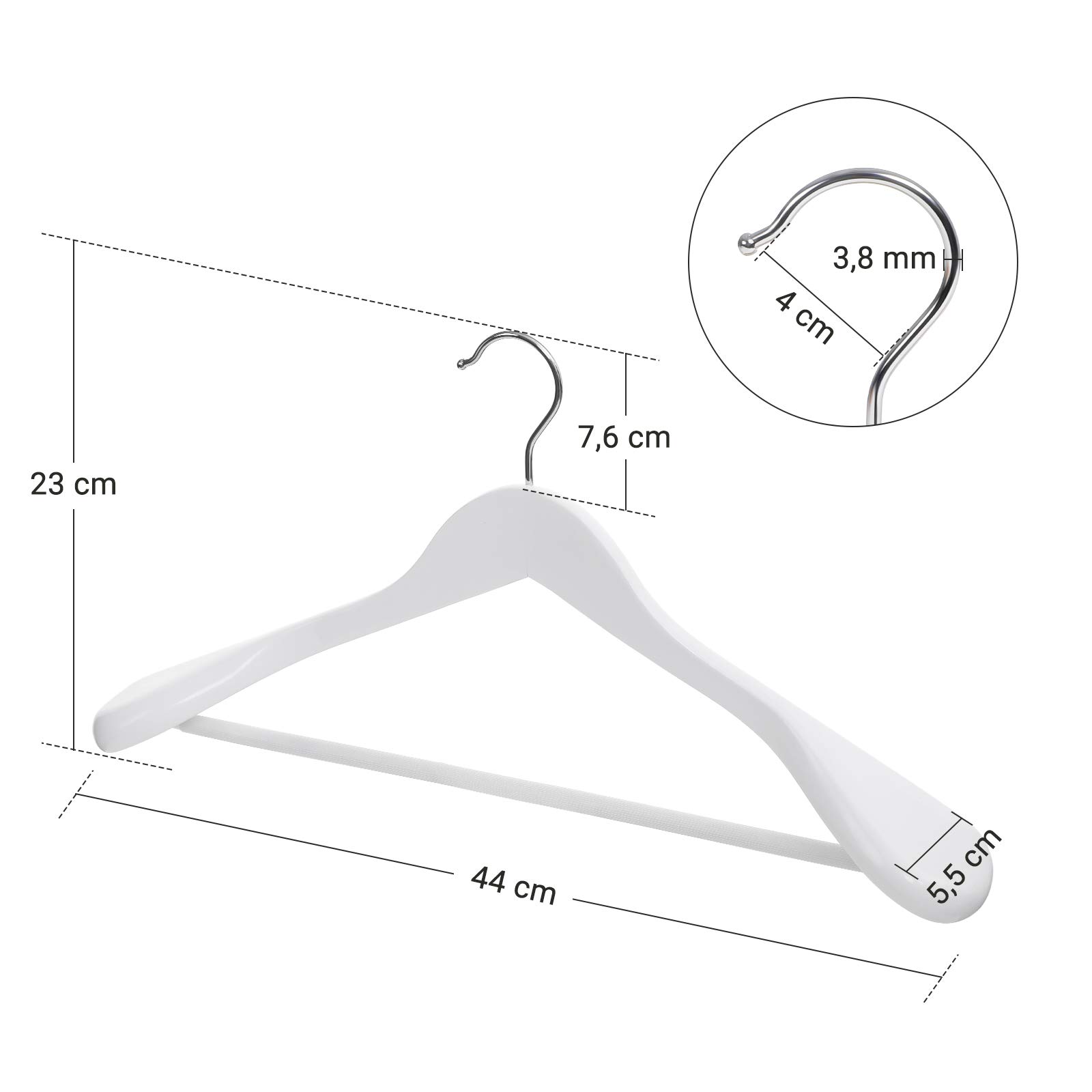 Songmics CRSH06WT Grucce Legno Bianco 6 Pezzi Antiscivolo