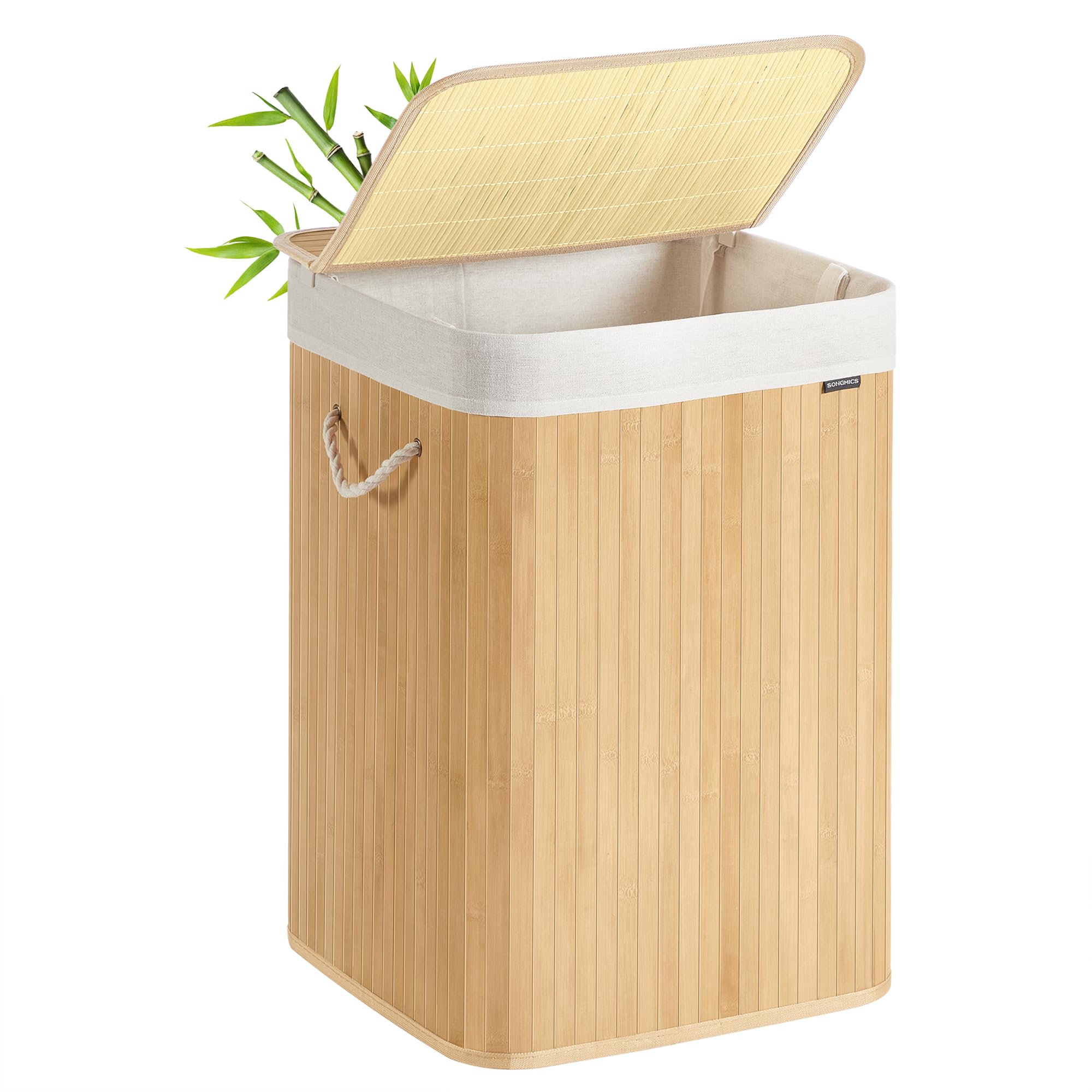 Songmics LCB64WT cesto portabiancheria bambù 100 L bianco