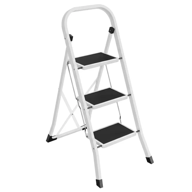 Songmics GSL03WT scaletta 3 gradini bianco acciaio 150 kg