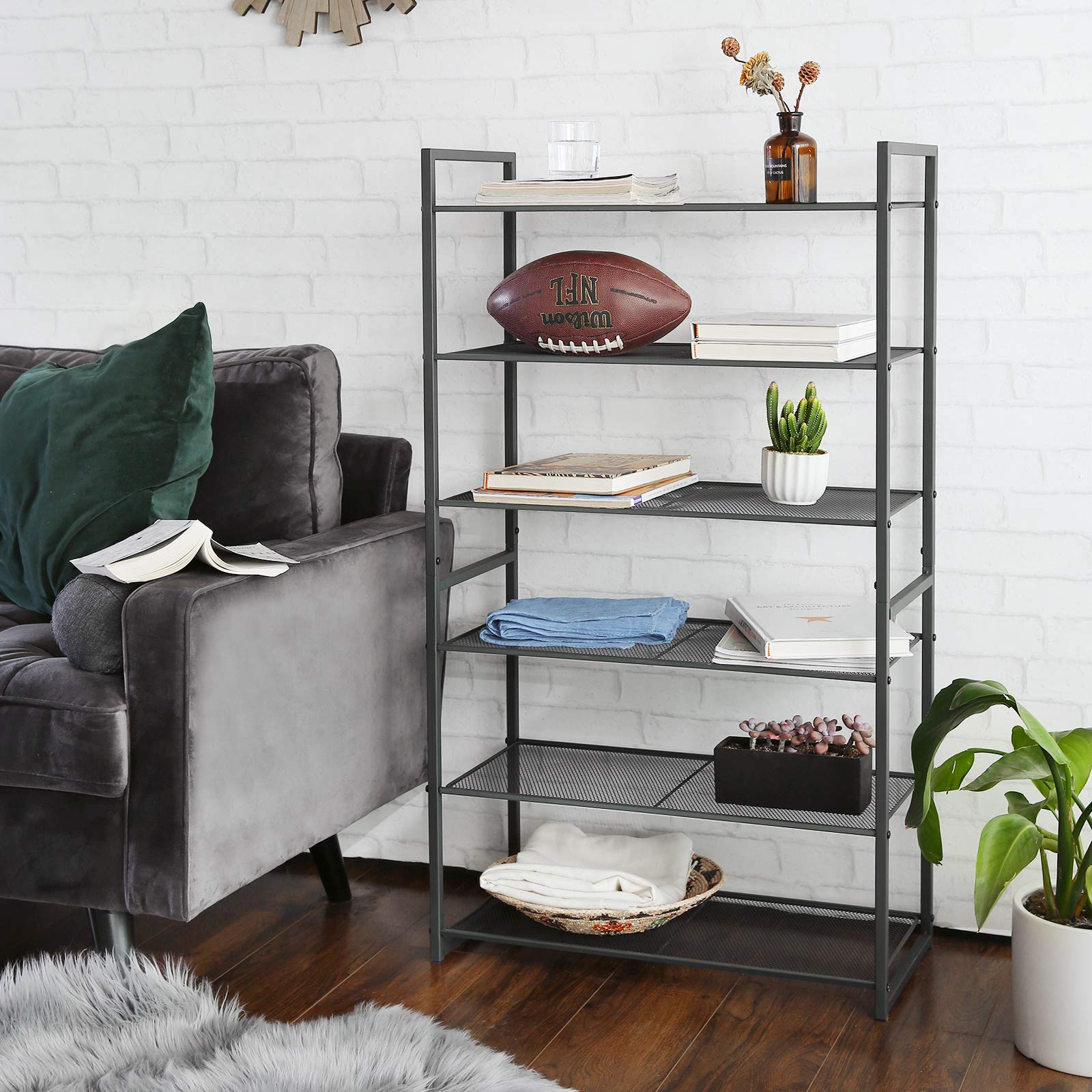 Songmics LMR86GC Scarpiera 6 Livelli Grigio Antracite 63x30x112 cm