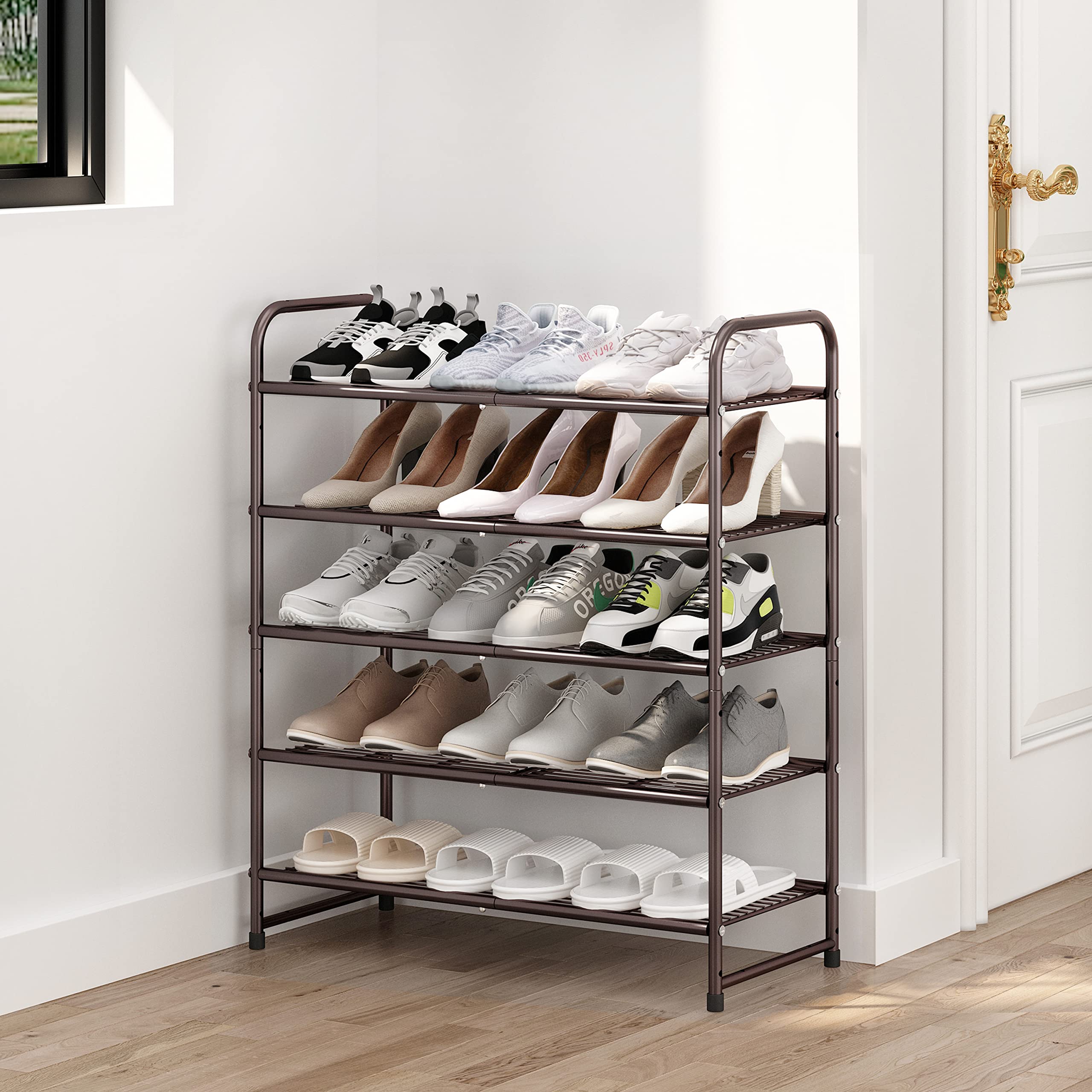Simple Trending scarpiera 5 ripiani bronzo 15 paia metallo