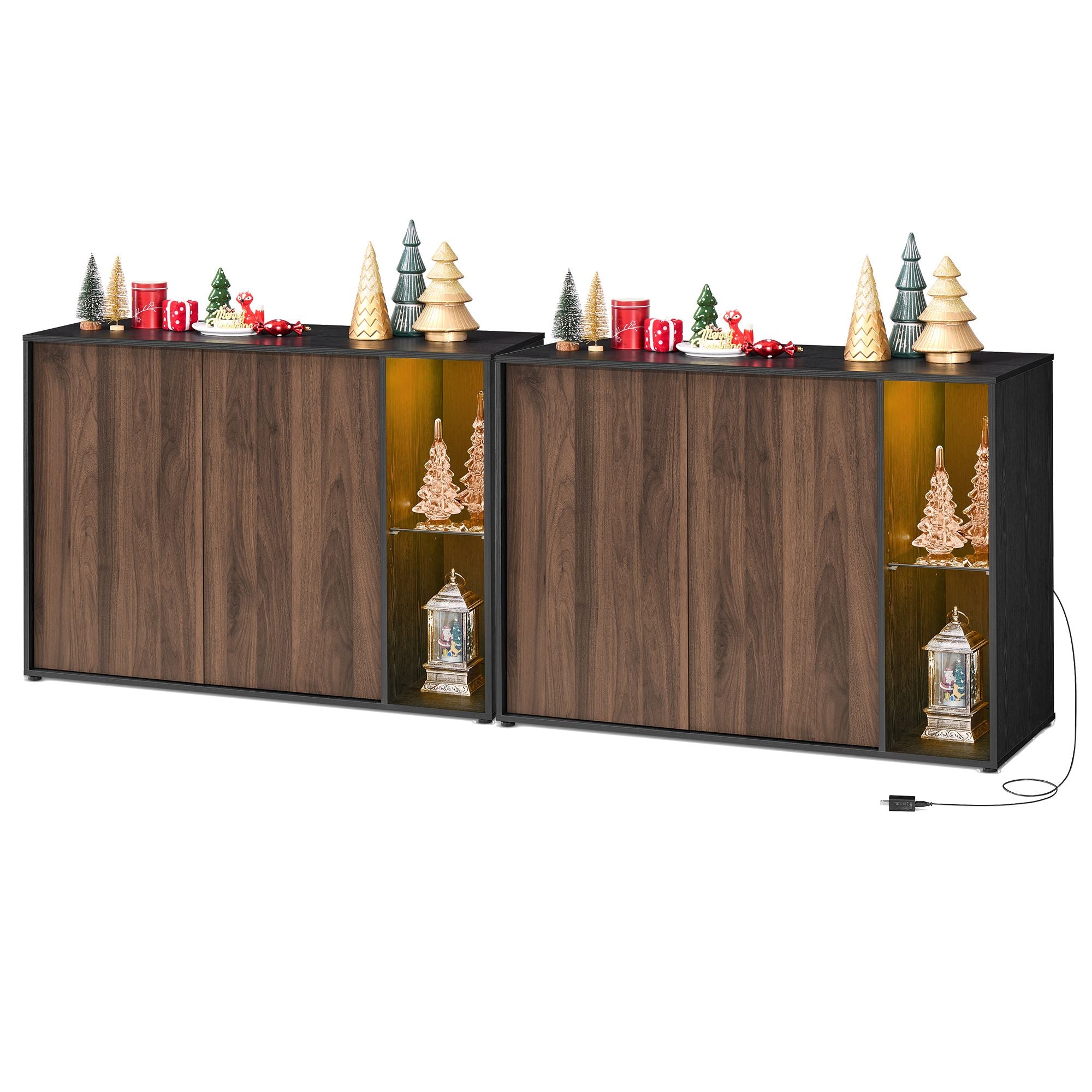 Songmics UBBK372W02 credenza bianca con LED vetro