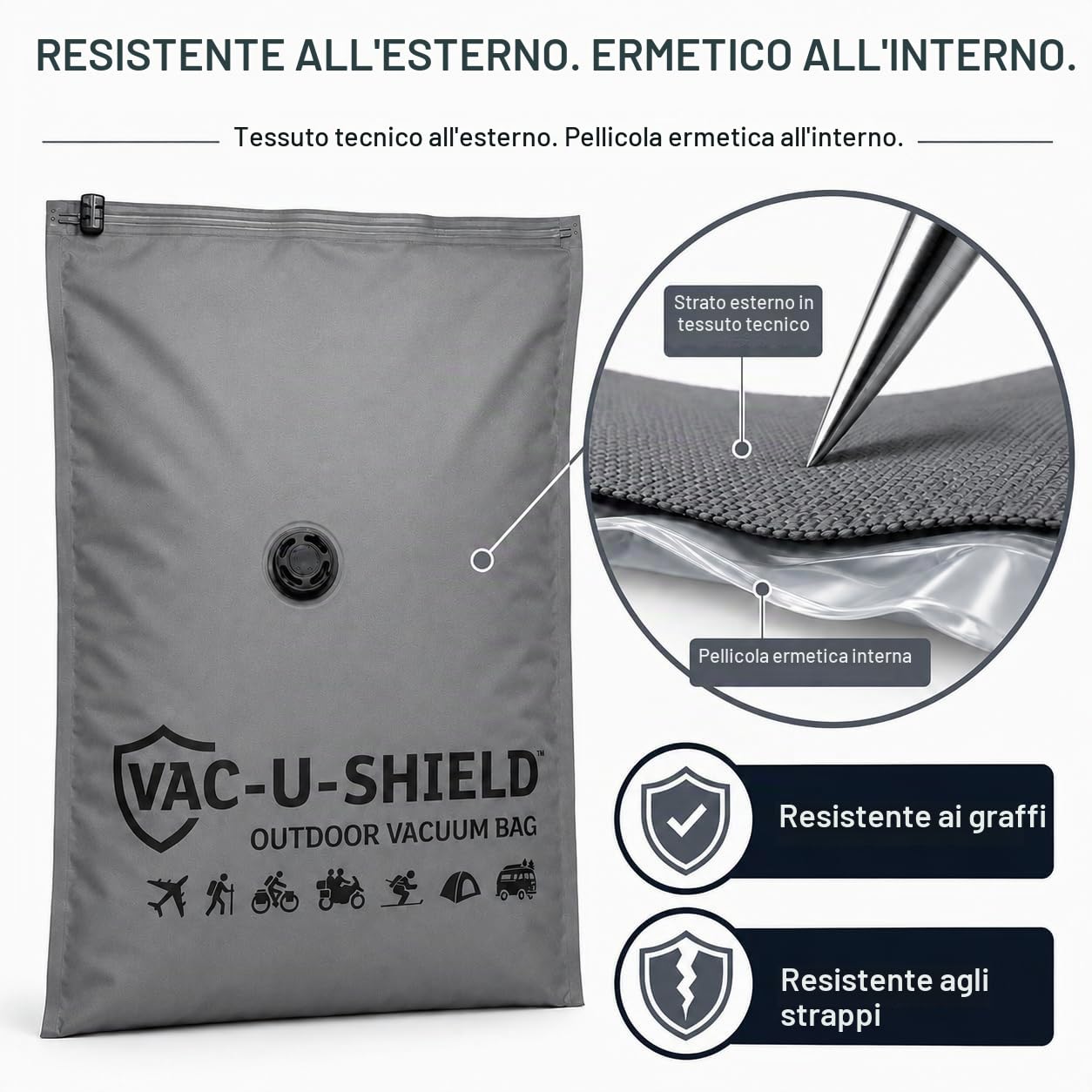 Lavatelli Vac-U-Shield Sacchetti Sottovuoto 2 Pezzi 86x60 Grigio