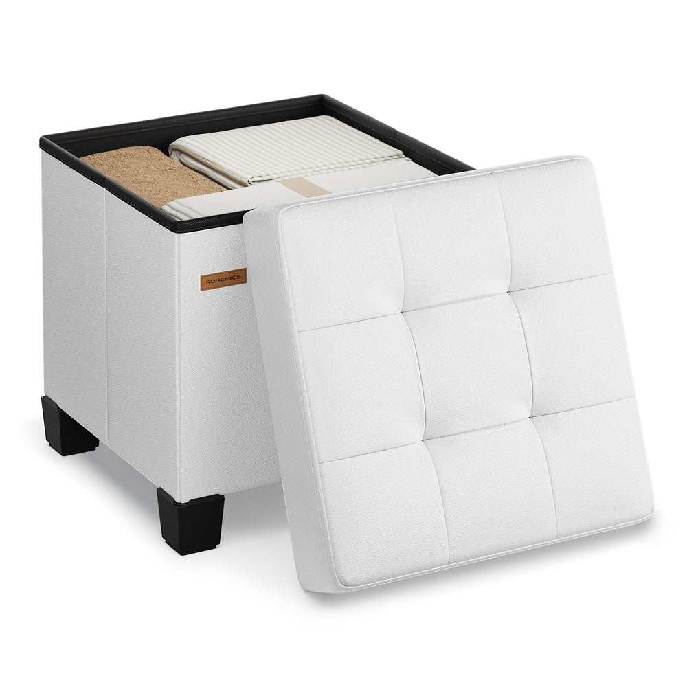 Songmics ULSF0512W02 pouf contenitore ecopelle bianco 37L
