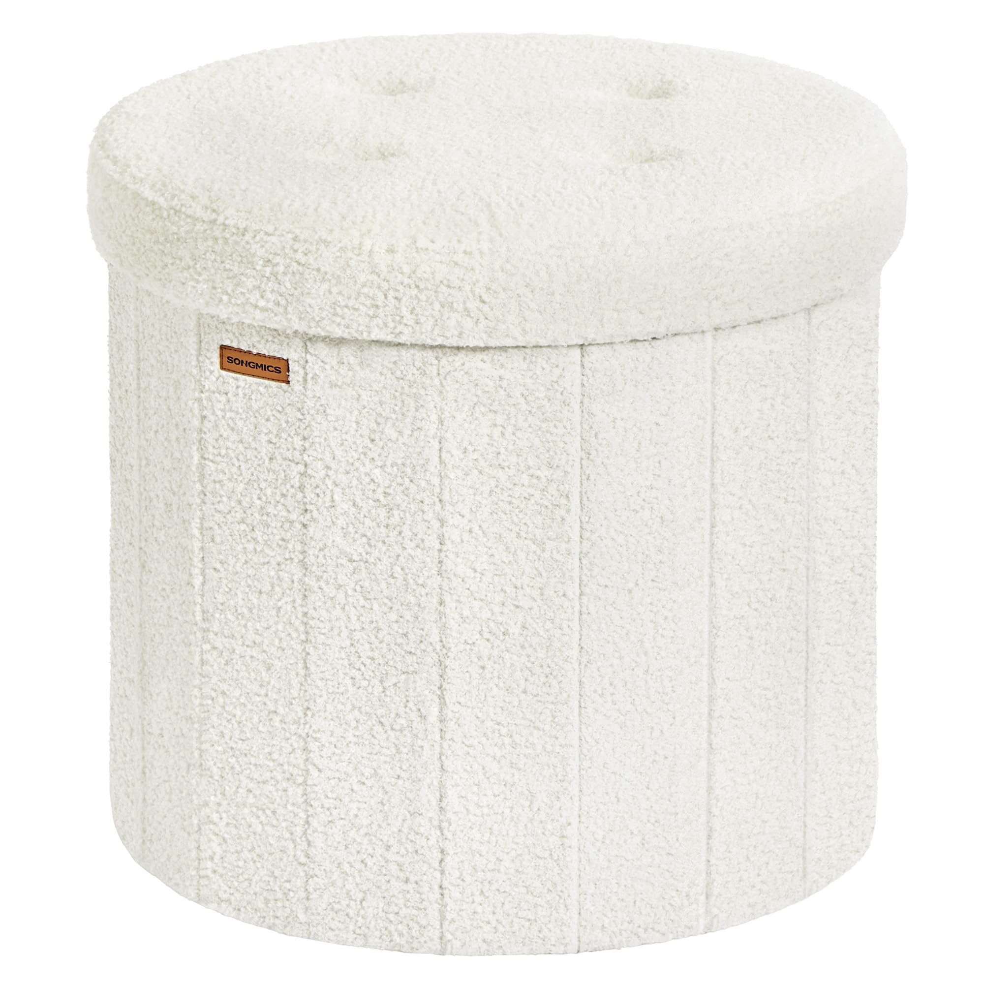 Songmics Mazie LSF606W01 pouf contenitore rotondo bianco crema