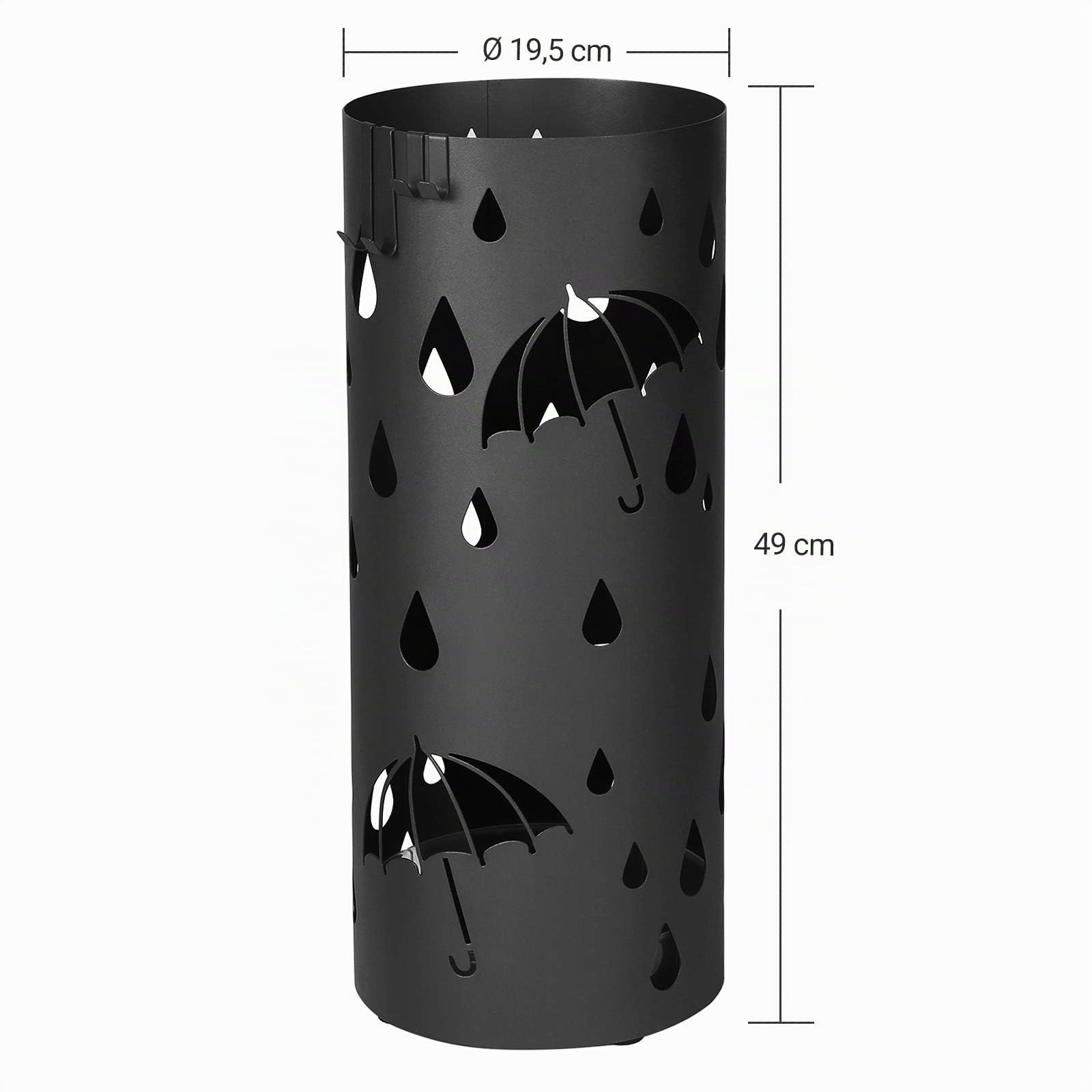 Songmics portaombrelli metallo nero rotondo 19,5x49 cm