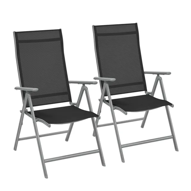 Songmics GCB29BK Sedie Giardino Pieghevoli Nere Set 2