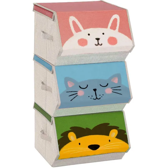 Songmics RFB760P01 scatole bimbi animali 3 pezzi pieghevoli
