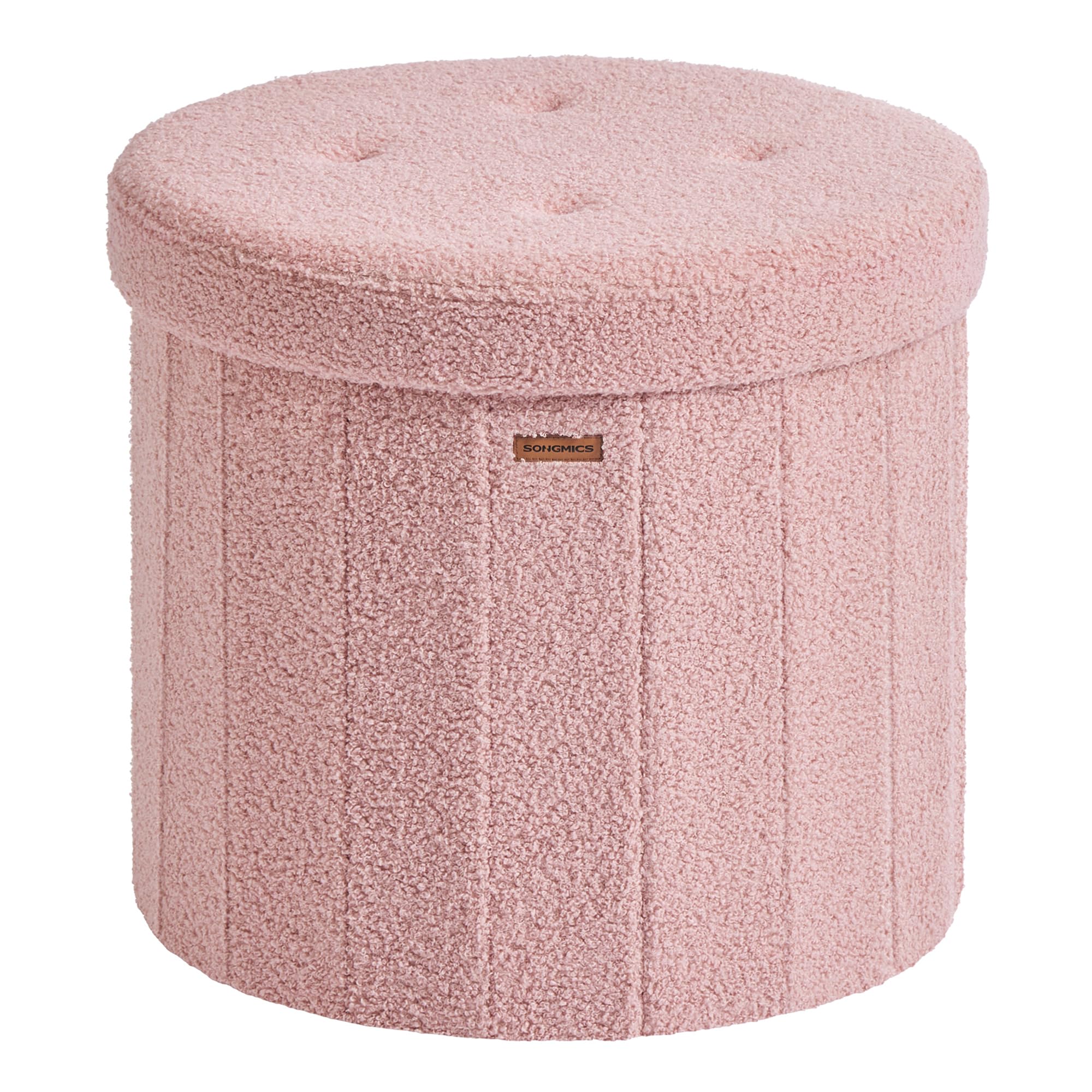 Songmics Mazie LSF606W01 pouf contenitore rotondo bianco crema
