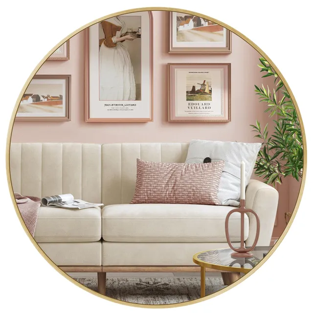 Songmics Berit LWM102A01 specchio rotondo 61 cm oro alluminio