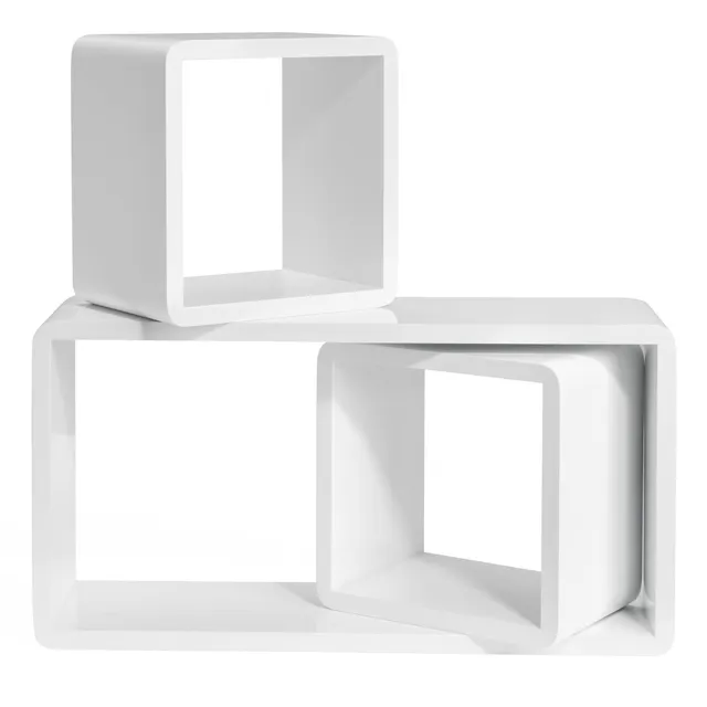 Songmics LWS50WT set 3 mensole muro cubo bianche 50/22 cm
