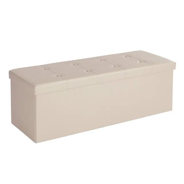 Songmics LSF70M cassapanca contenitore 110 cm beige 120L