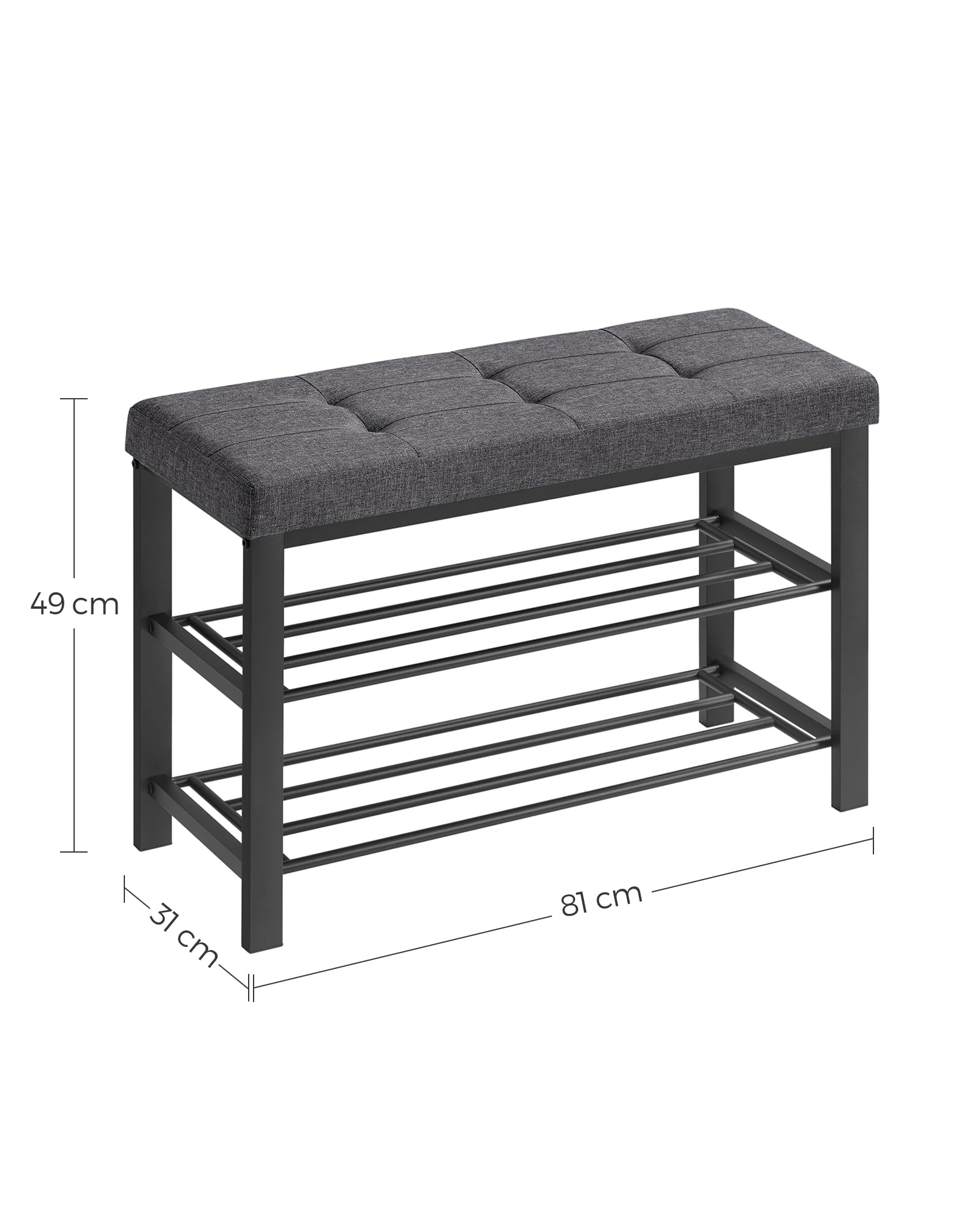 Songmics LBS57GYZ panca scarpiera 80 cm grigio scuro 3 ripiani