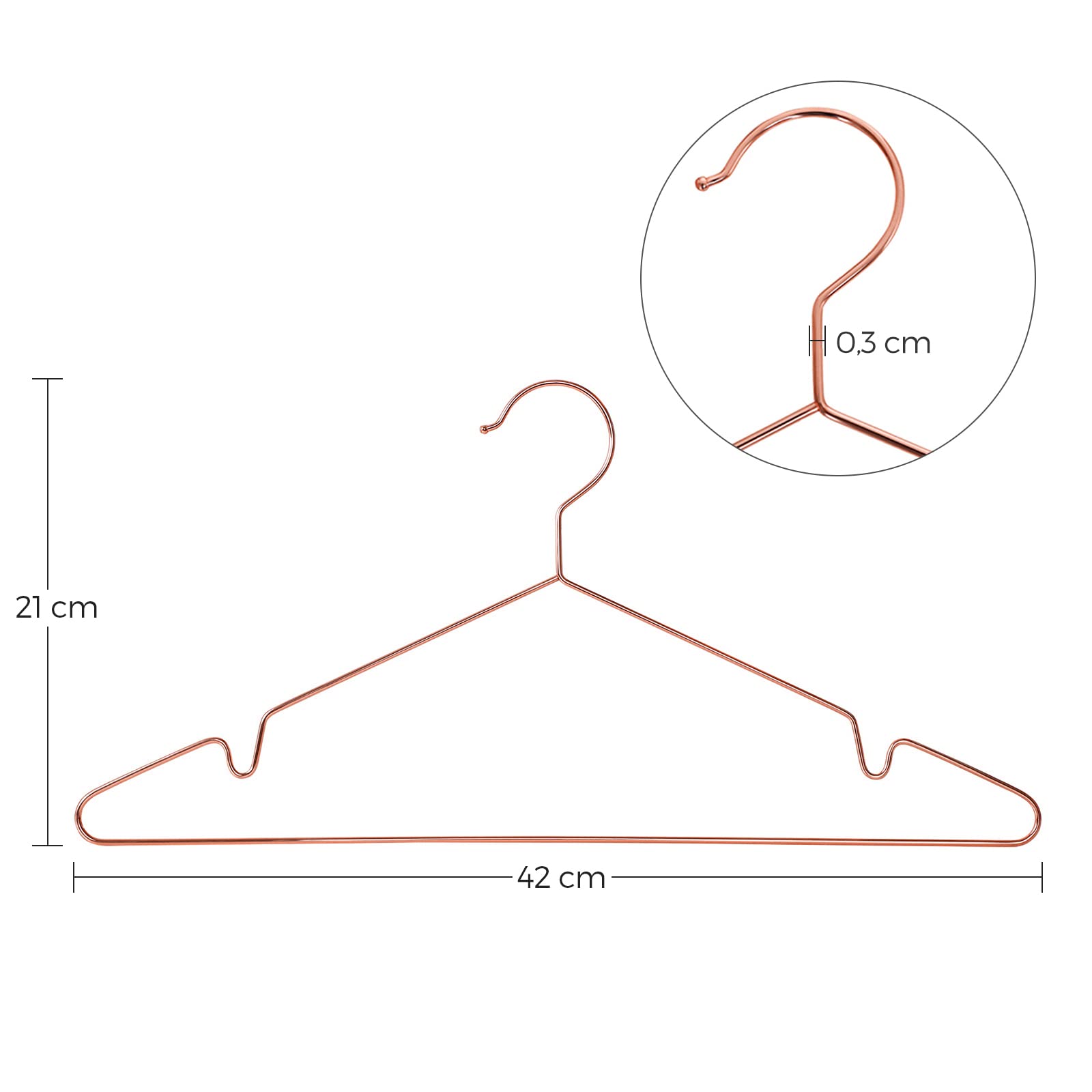 Songmics CRI44R-10 grucce metallo oro rosa 42 cm 10 pezzi