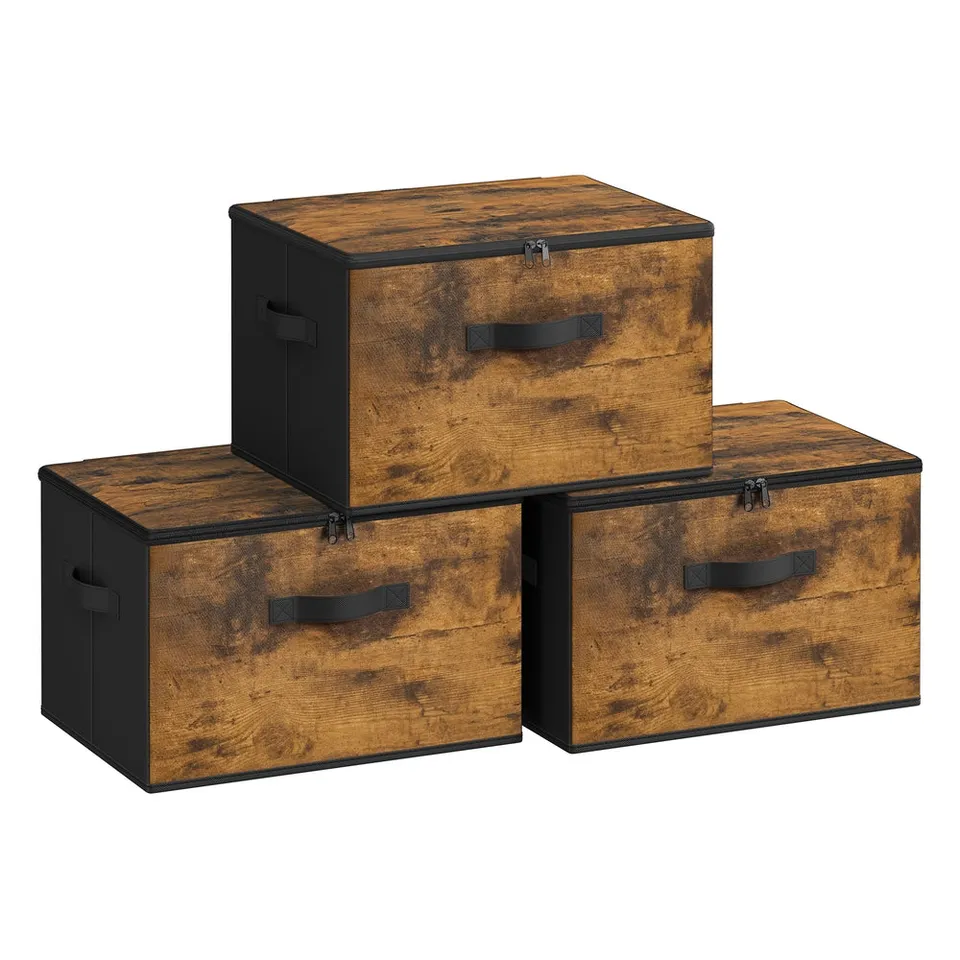 Songmics URYZ103B01 scatole contenitore nero 3pz con coperchio
