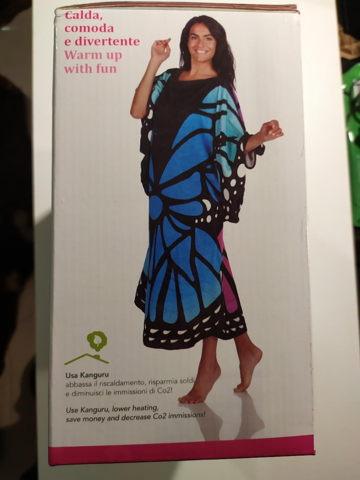 Kanguru Butterfly poncho coperta pile 120x120 cm caldo