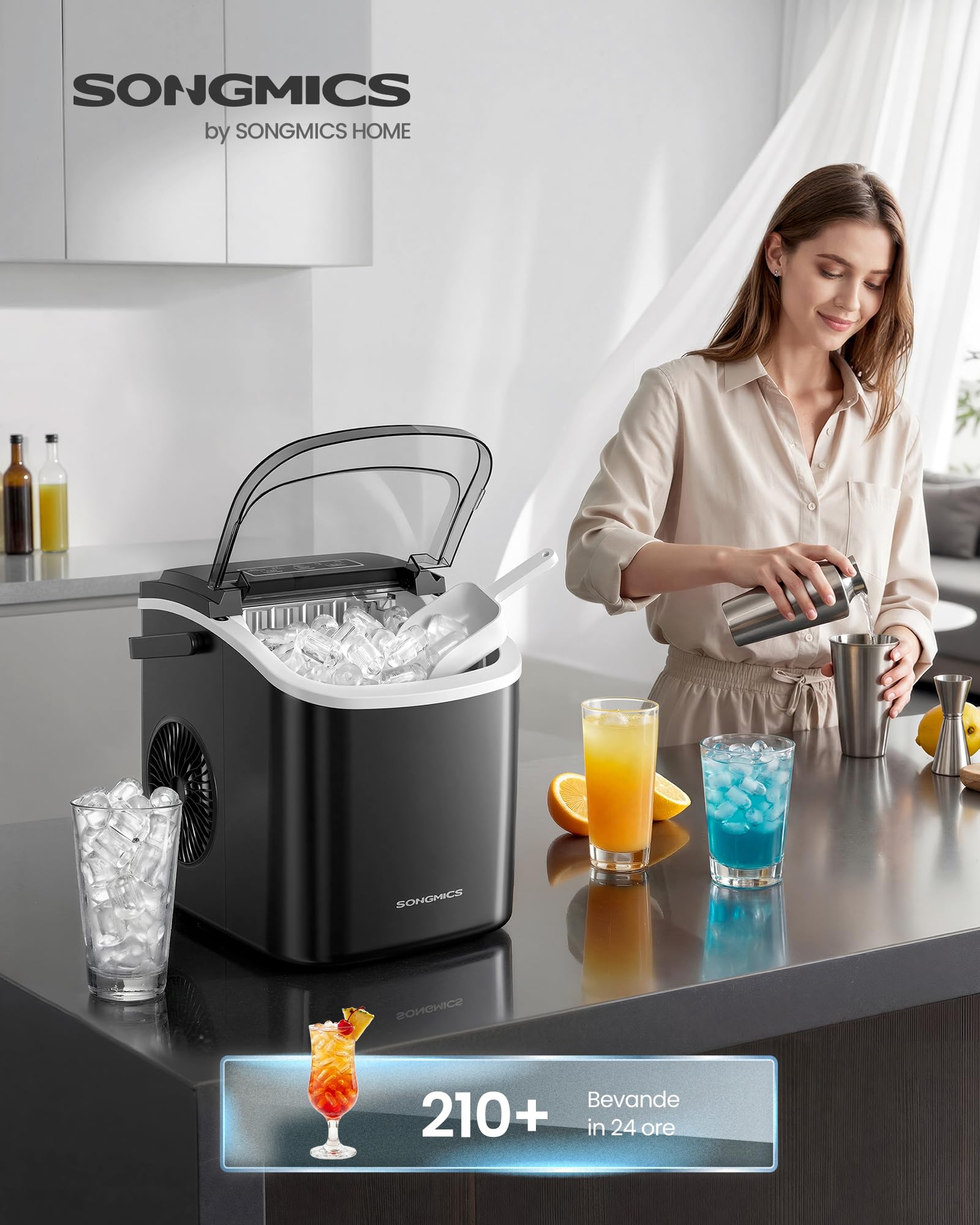 Songmics XZB001B1EU macchina ghiaccio nero 12 kg autopulente