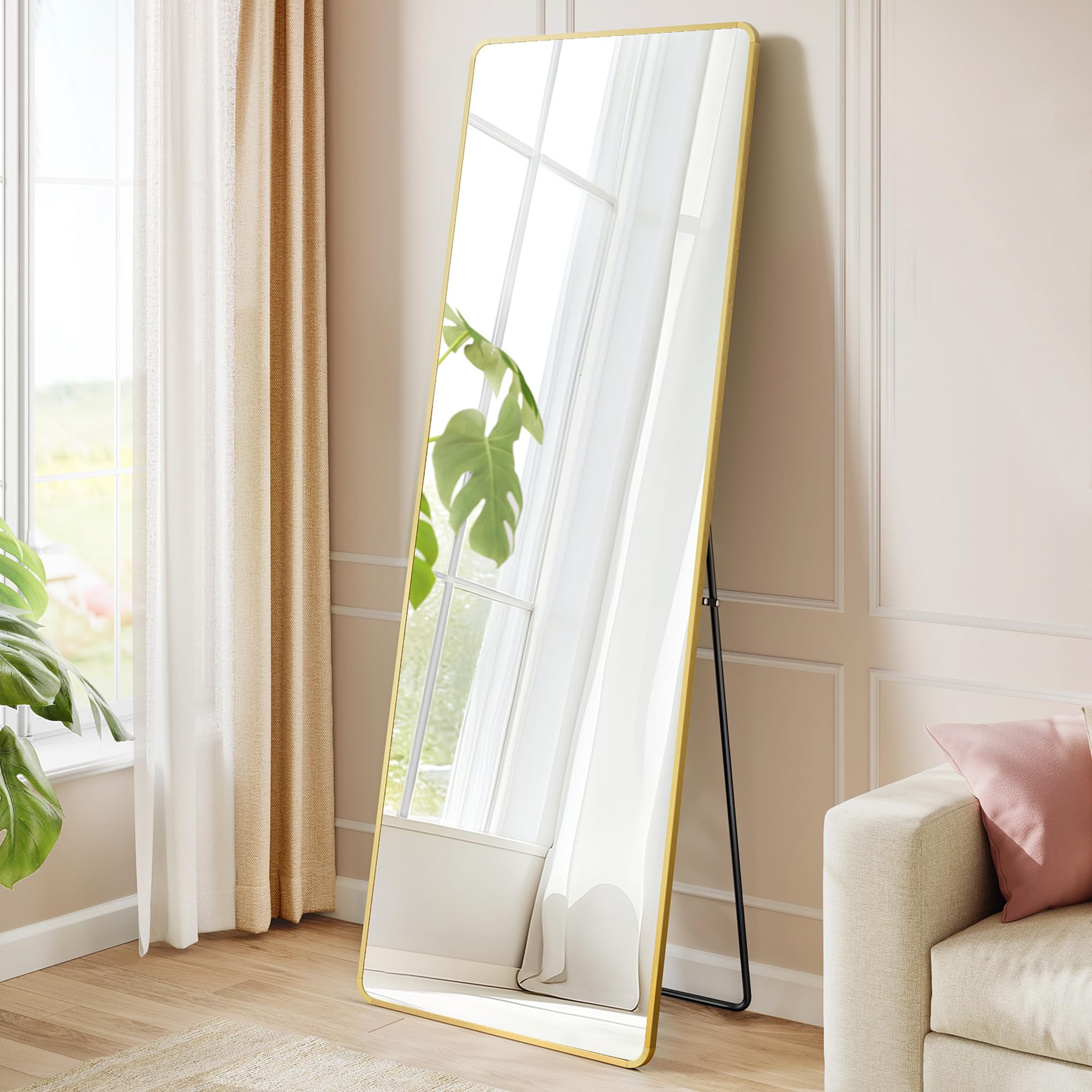 Songmics specchio figura intera rettangolare 160x50 cm nero vetro temperato