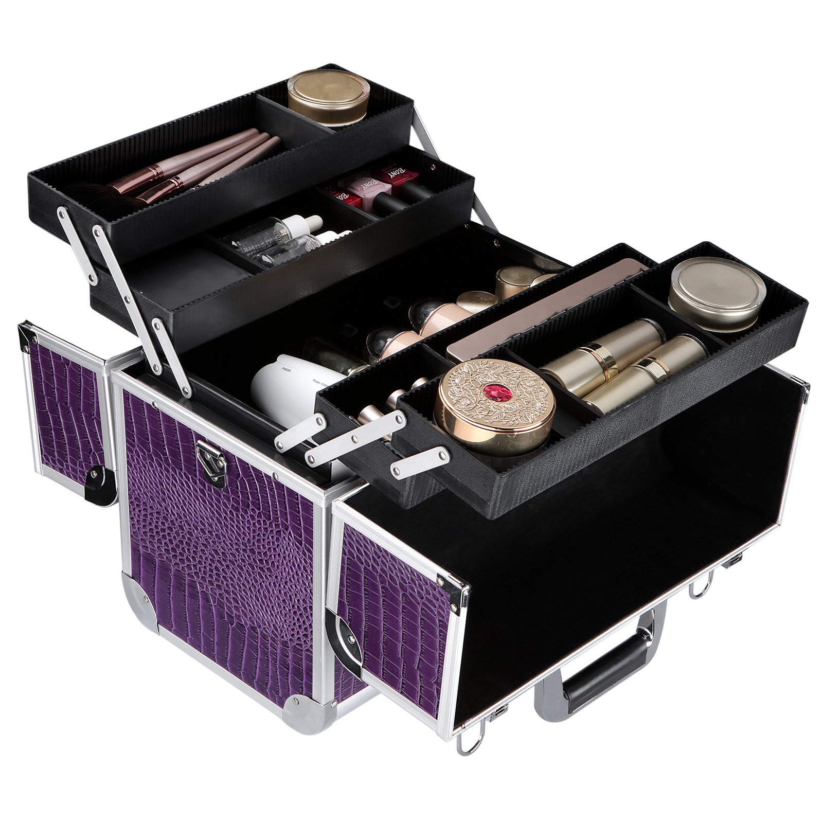 Songmics Grand Beauty Case valigetta trucchi 36,5x22x35 con specchio