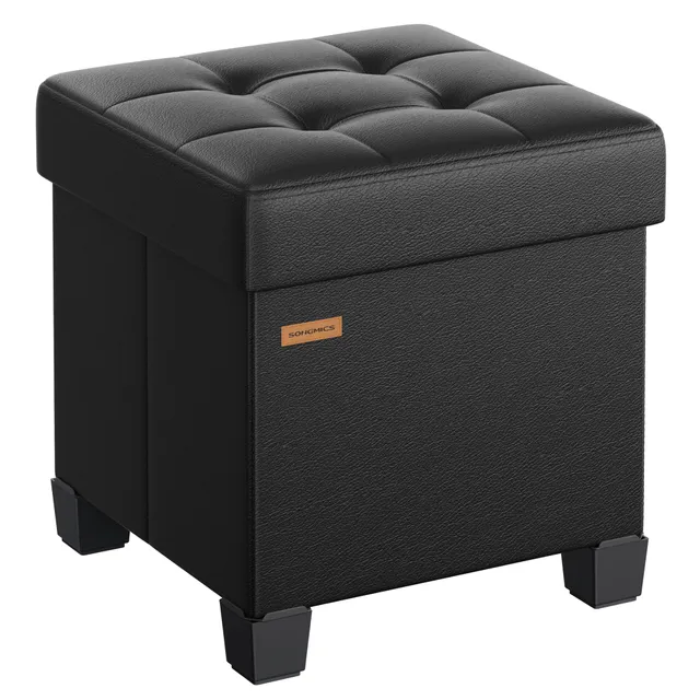 Songmics LSF0512B02 pouf contenitore nero 38x38x40 cm 37 L