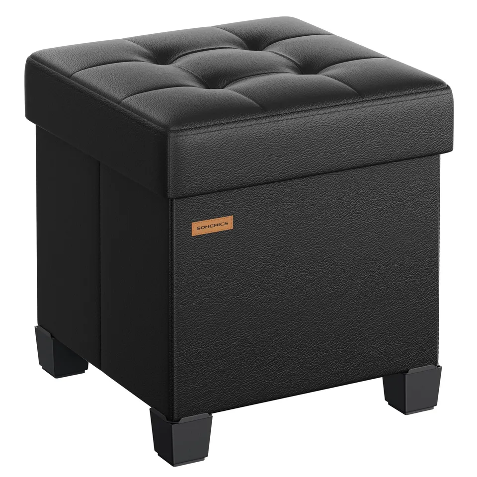 Songmics LSF0512B02 pouf contenitore nero 38x38x40 cm 37 L