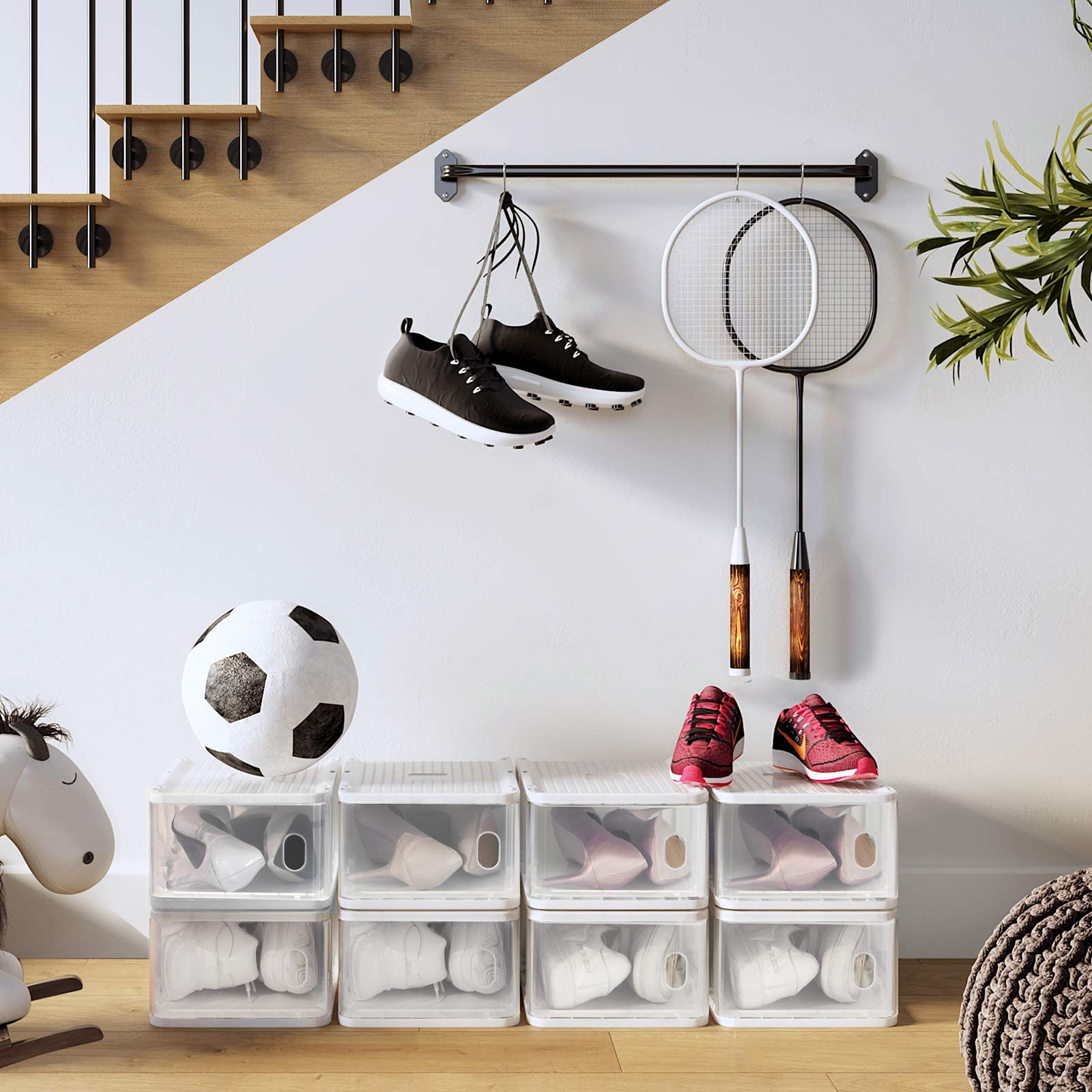 Songmics LSP08TP scatole scarpe plastica 8 pezzi trasparenti