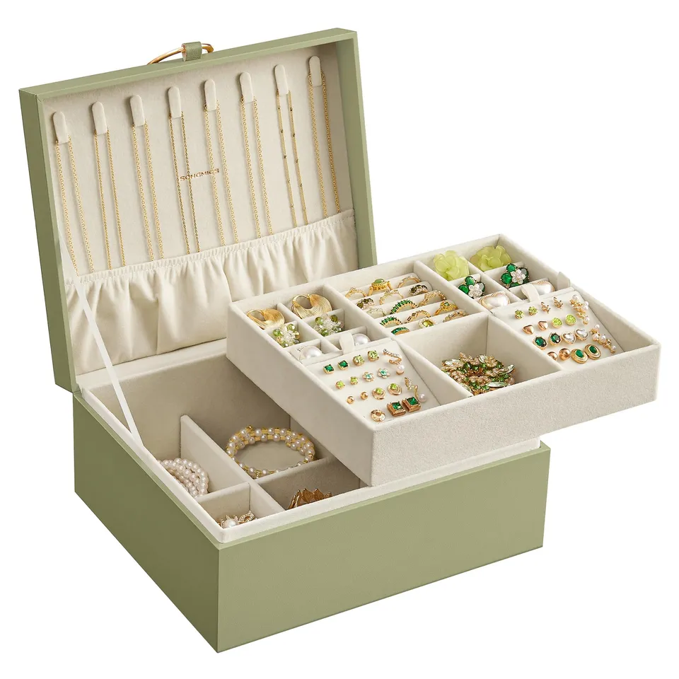 Songmics JBC165C02 portagioie 2 livelli verde lauro