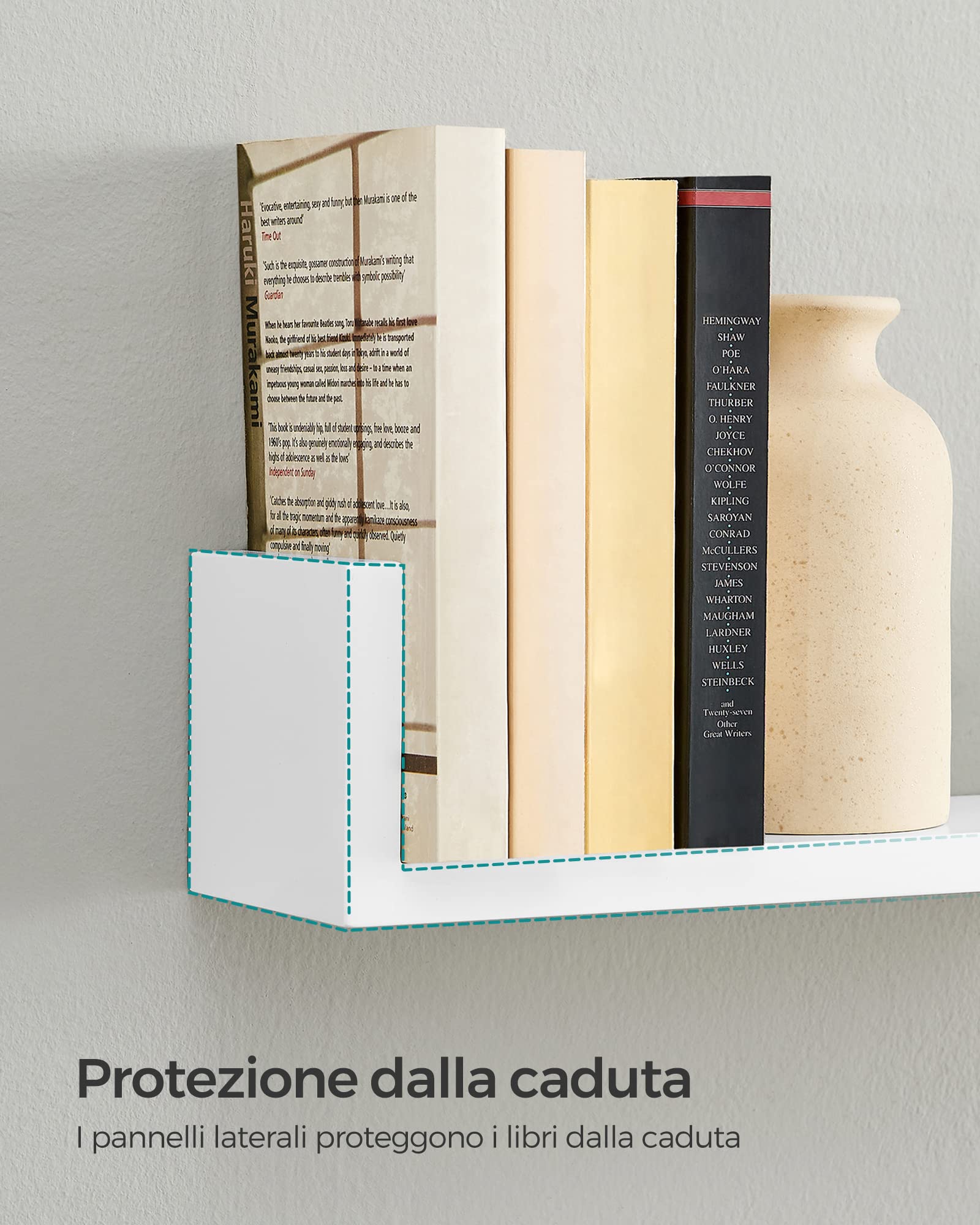 Songmics LWS40WT mensole muro bianco lucido set 3 pezzi