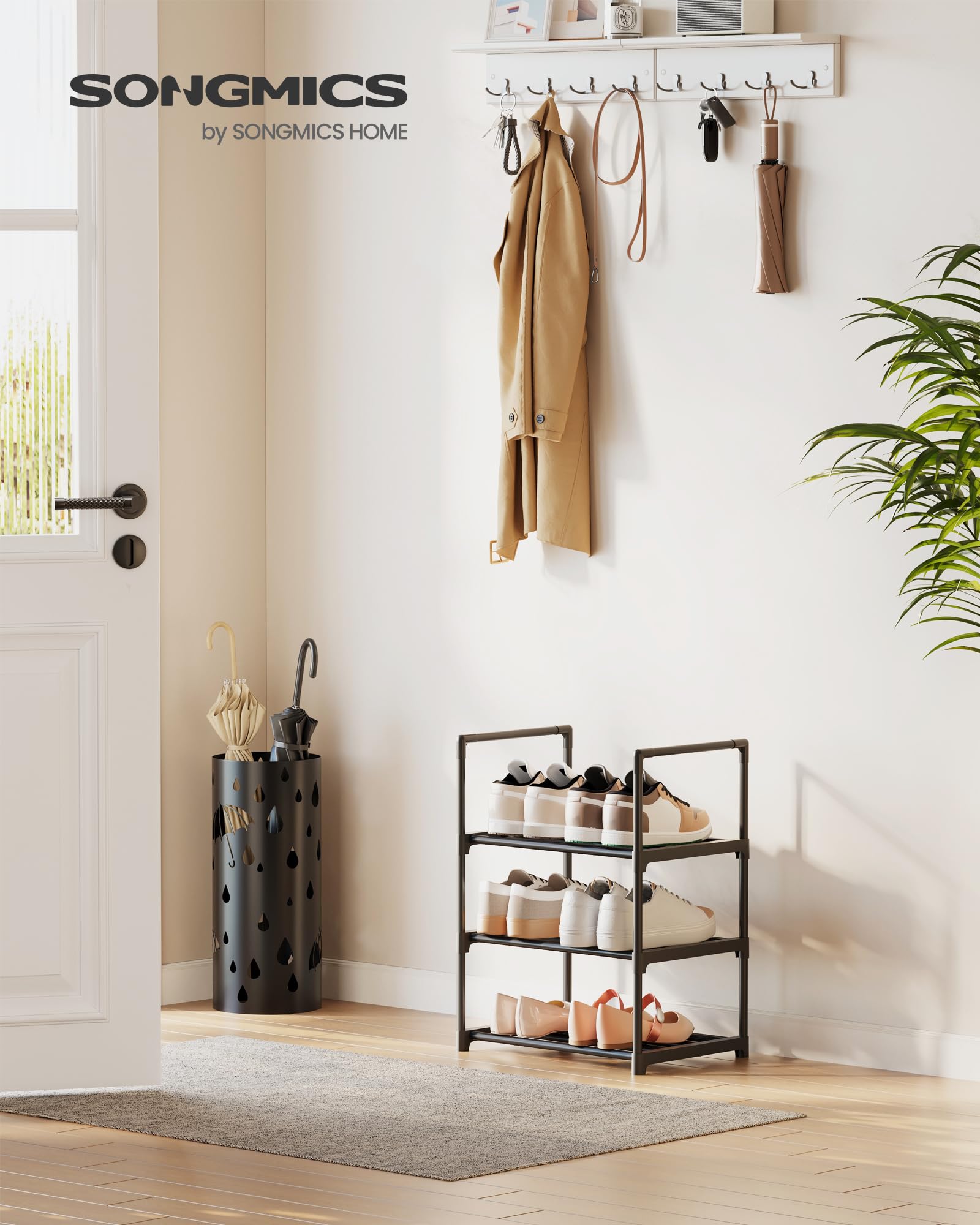 Songmics LSA003B01 Scarpiera Nero 30x42,5x54,5 cm 3 Ripiani