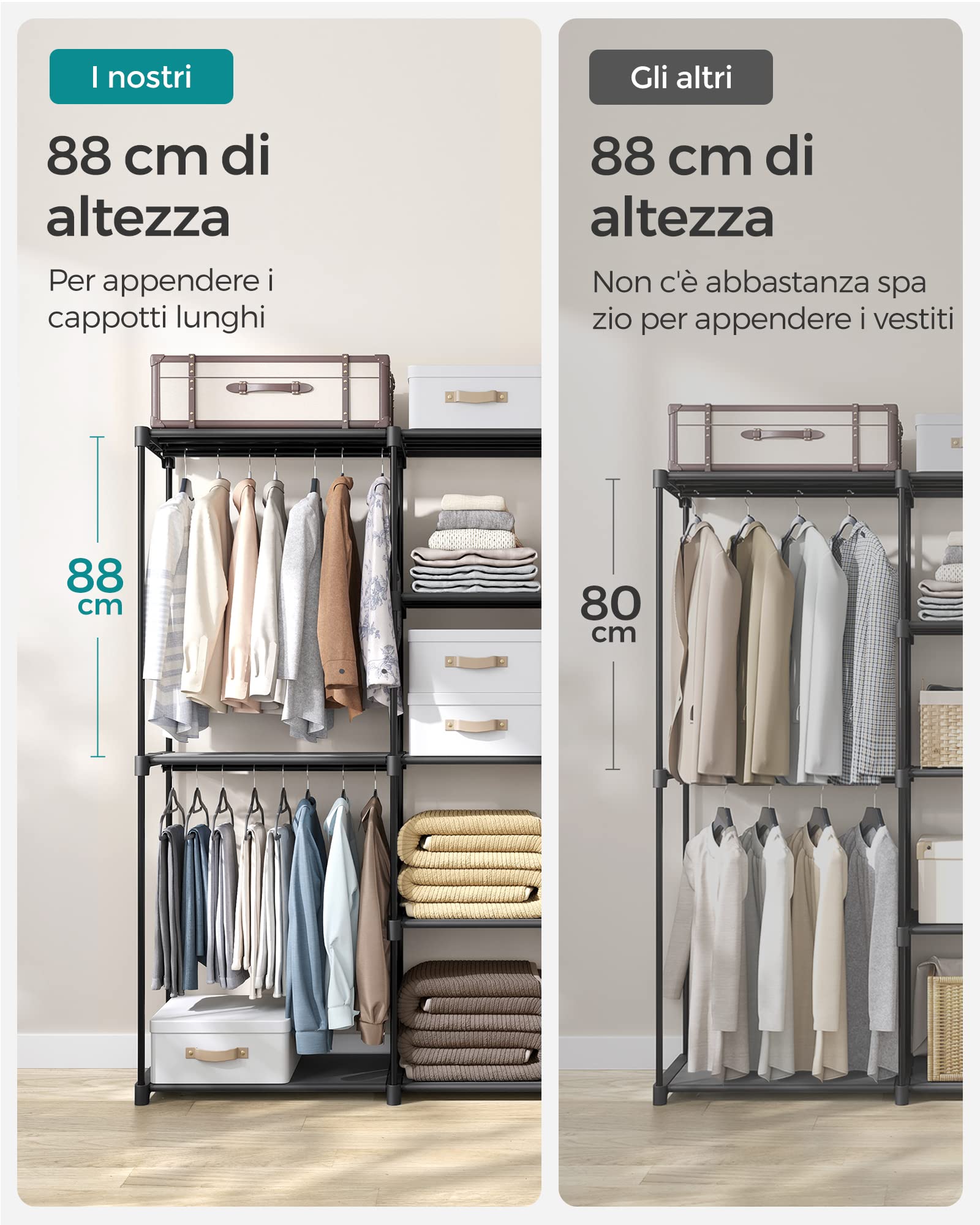 Songmics RYG037B02 armadio tessuto nero inchiostro 182 cm