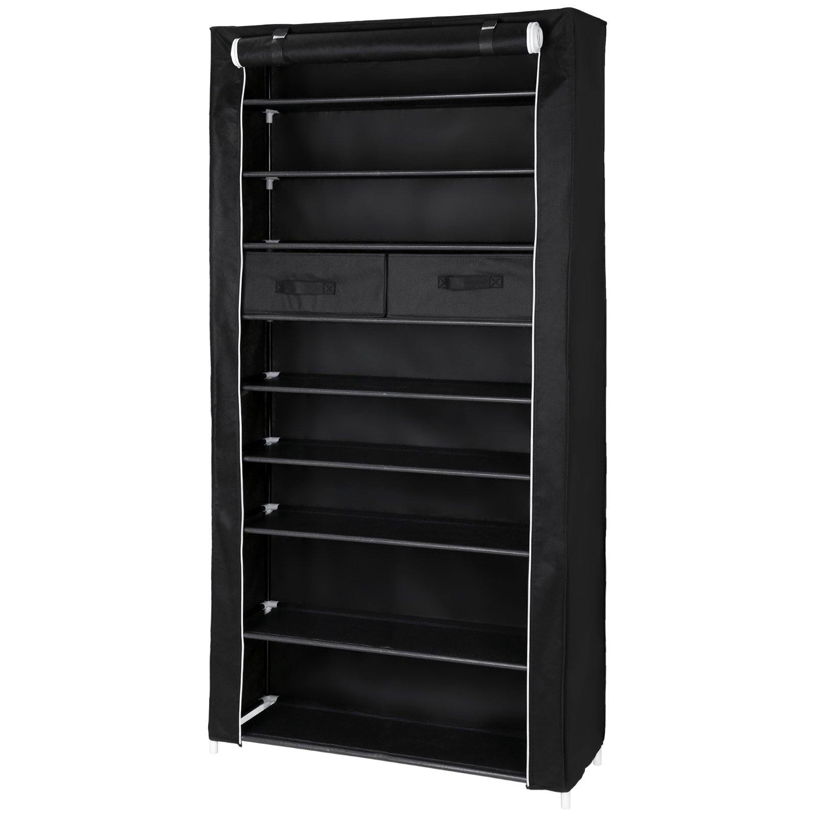 Songmics RXA10H scarpiera 10 ripiani nero 88x28x175 cm antipolvere