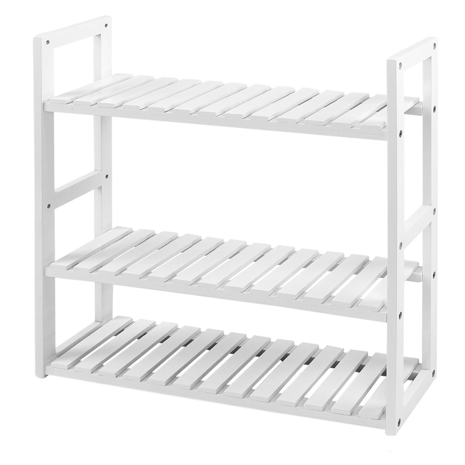 Songmics BCB13W Mensola Bagno Bambù 60x15x54 Bianca 3 Ripiani