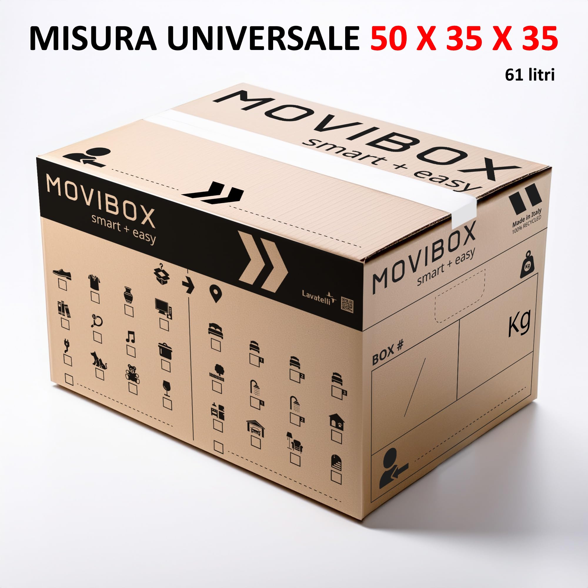 Lavatelli Movibox Scatole Trasloco 50x35x35 Set 10 Doppia Onda
