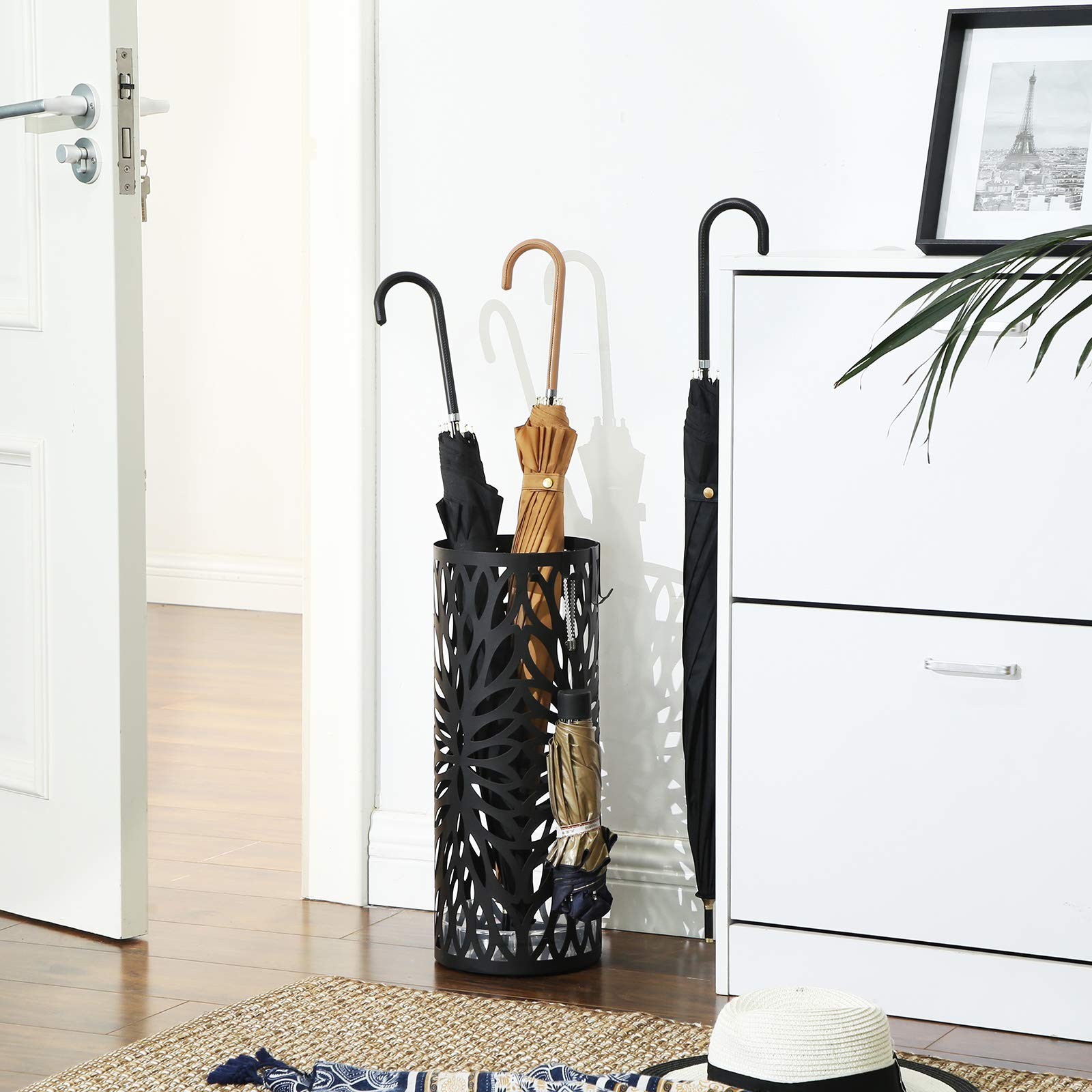Songmics LUC20B portaombrelli metallo nero 19,5x49 cm