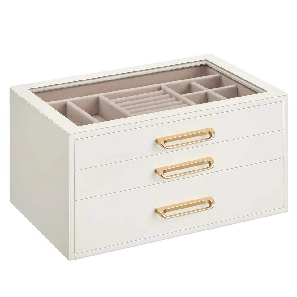 Songmics JBC206WD01 portagioie 3 livelli bianco vetro