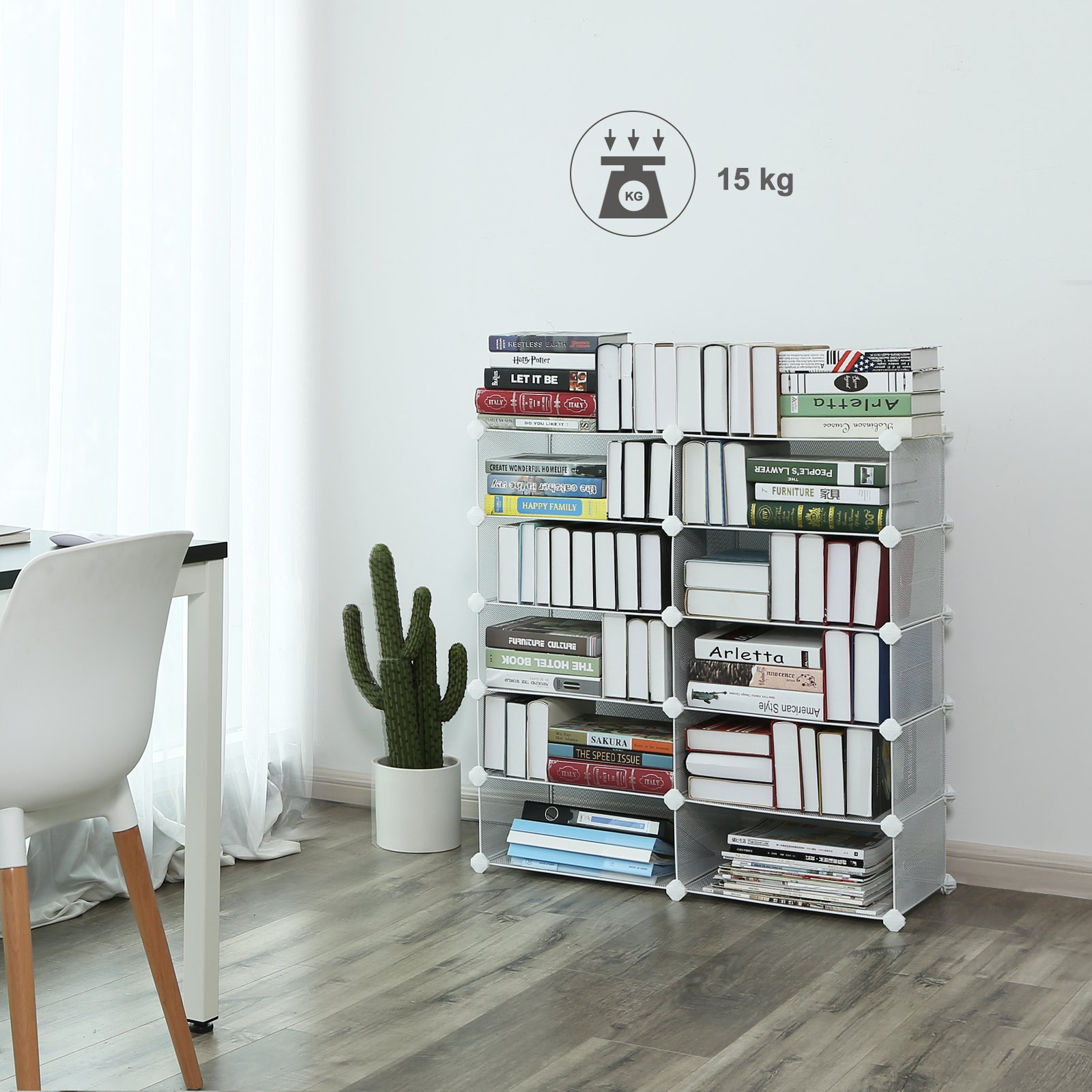 Songmics LPL25W scarpiera scaffale 10 cubi bianca 89x90 cm