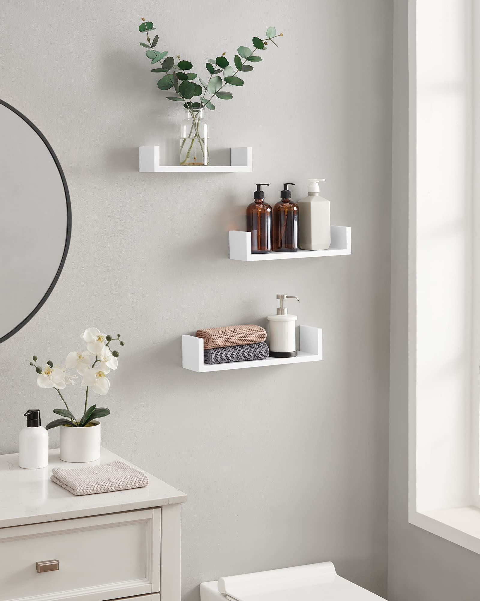 Songmics LWS40WT mensole muro bianco lucido set 3 pezzi