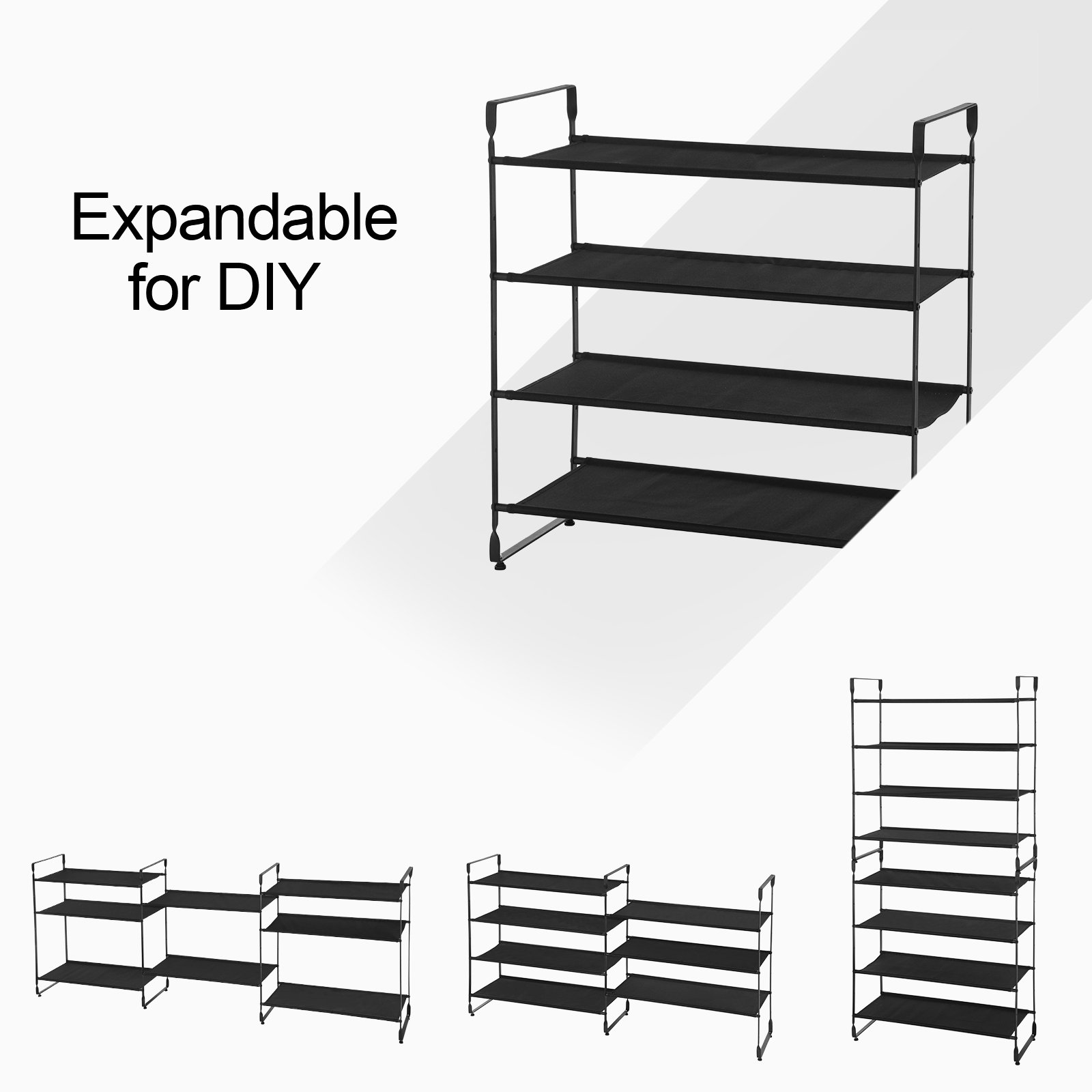 Songmics ULSO04BK scarpiera 4 ripiani nera Oxford