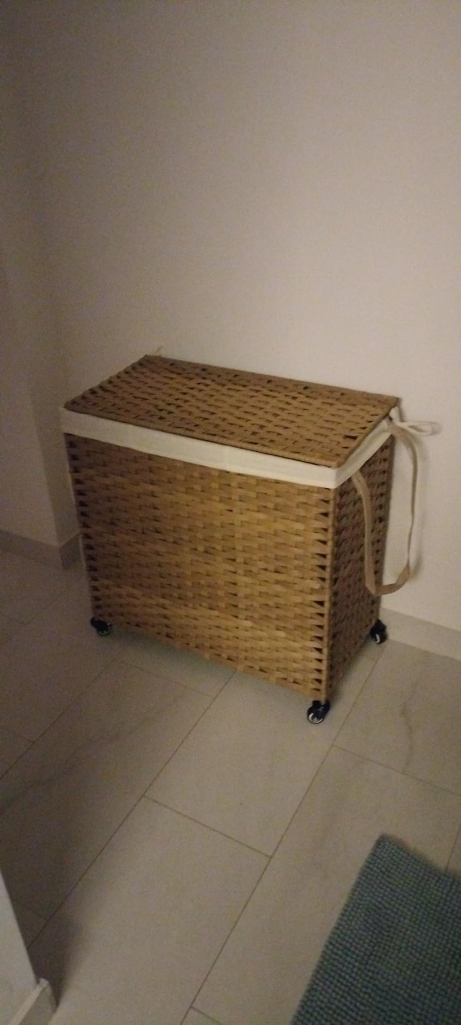 Songmics Cesto Portabiancheria 140L Grigio 3 Scomparti con Ruote