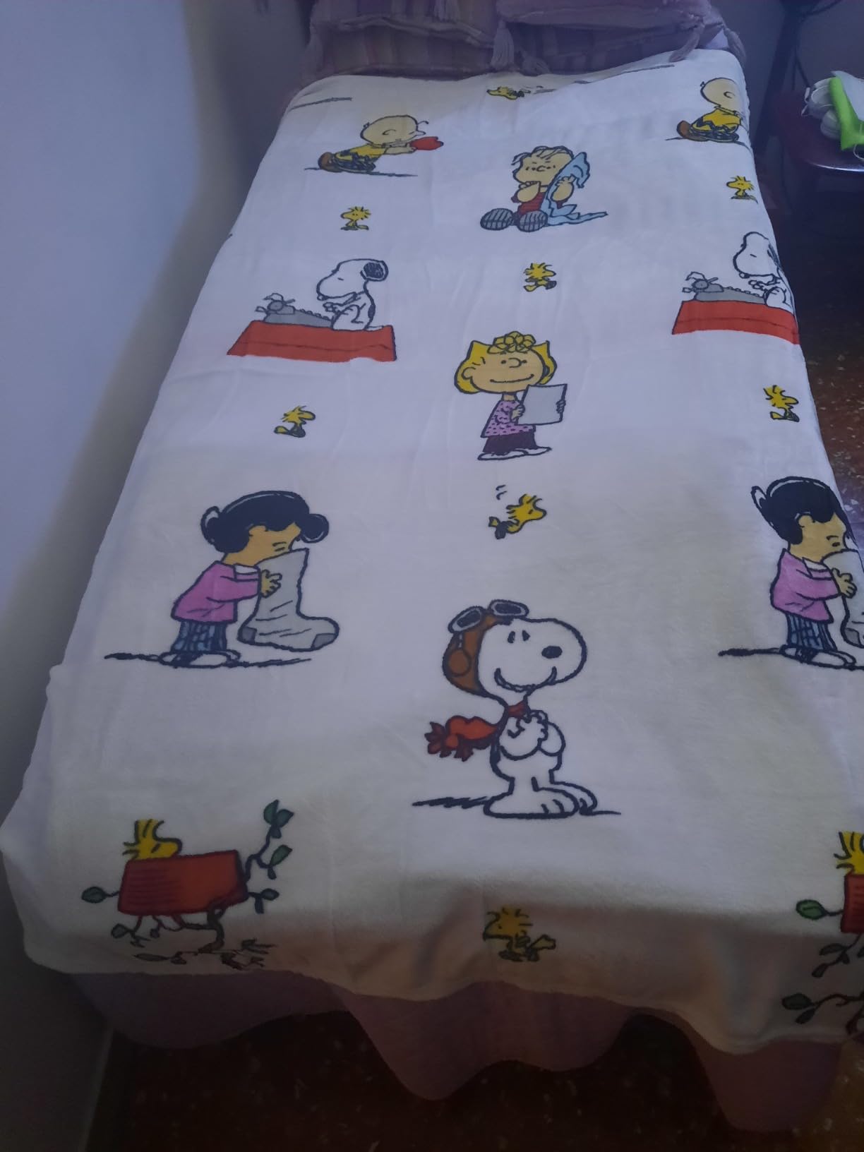 Kanguru Soffice Snoopy plaid in pile bianco 130x170 cm