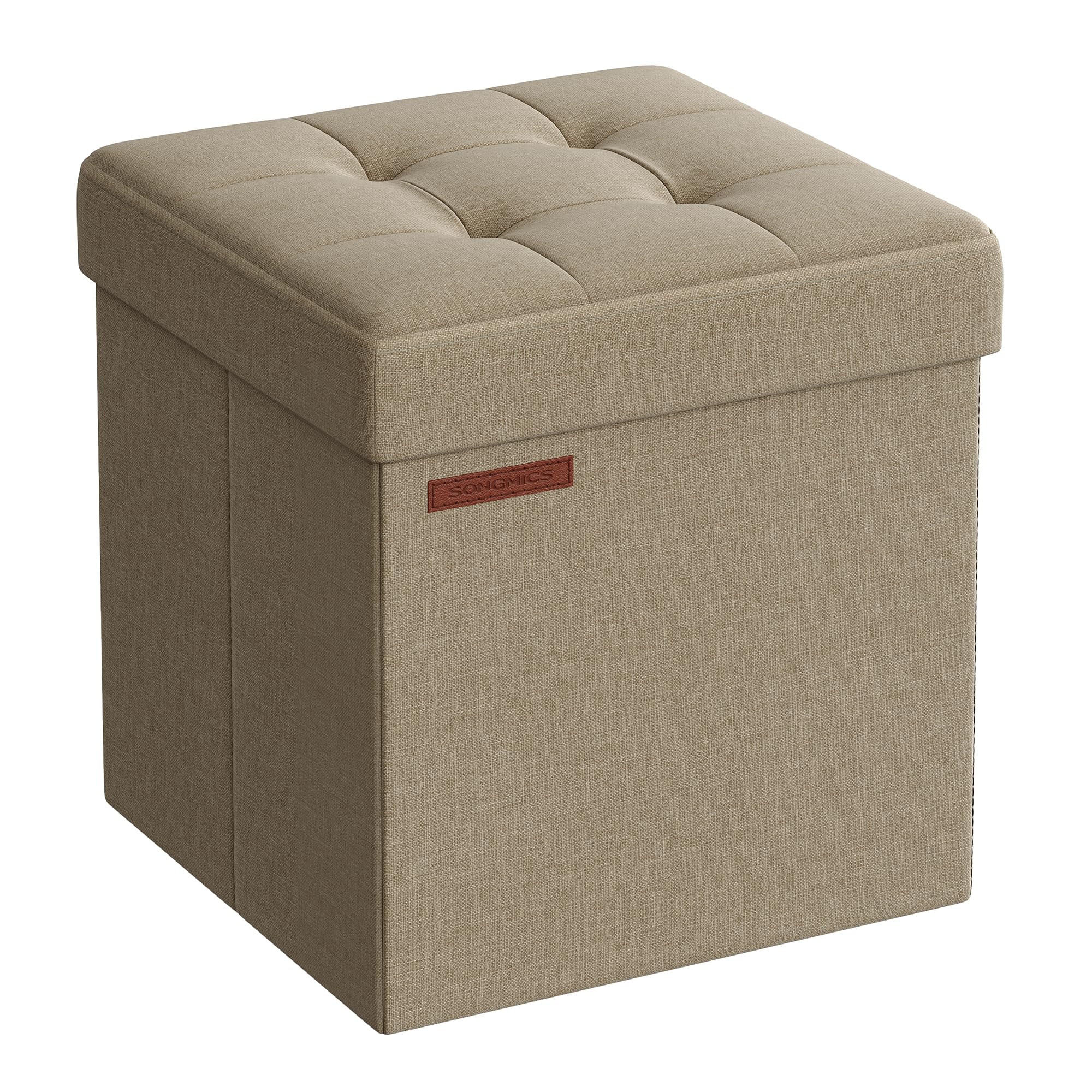 Songmics LSF027K01 pouf contenitore 38 cm marrone cammello pieghevole
