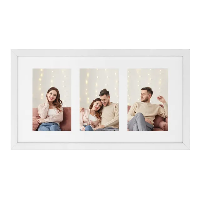 Songmics RPF006W01 Cornice Portafoto Bianco 3 Foto 10x15 Vetro