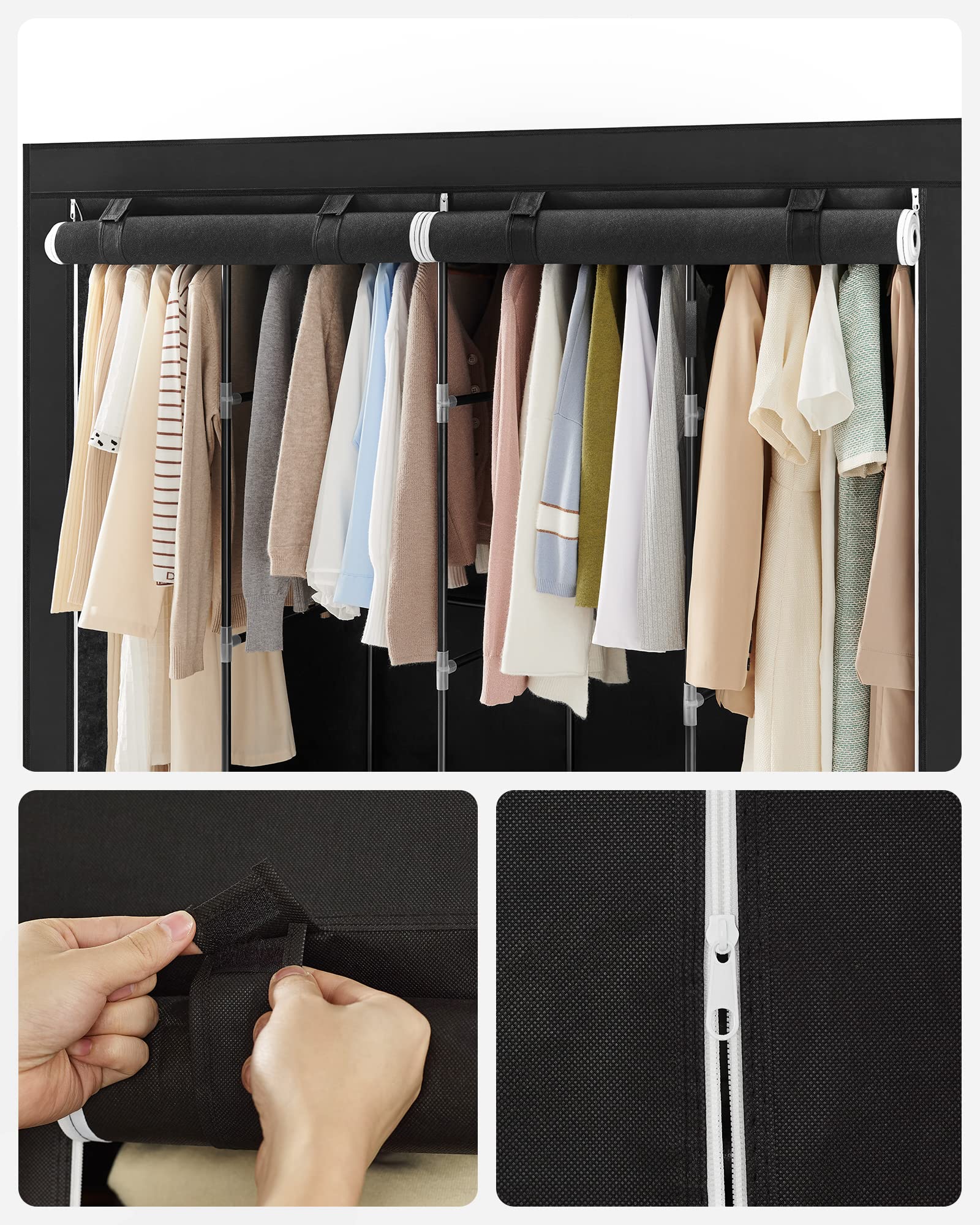Songmics RYG094B02 guardaroba nero 45x170x167 cm