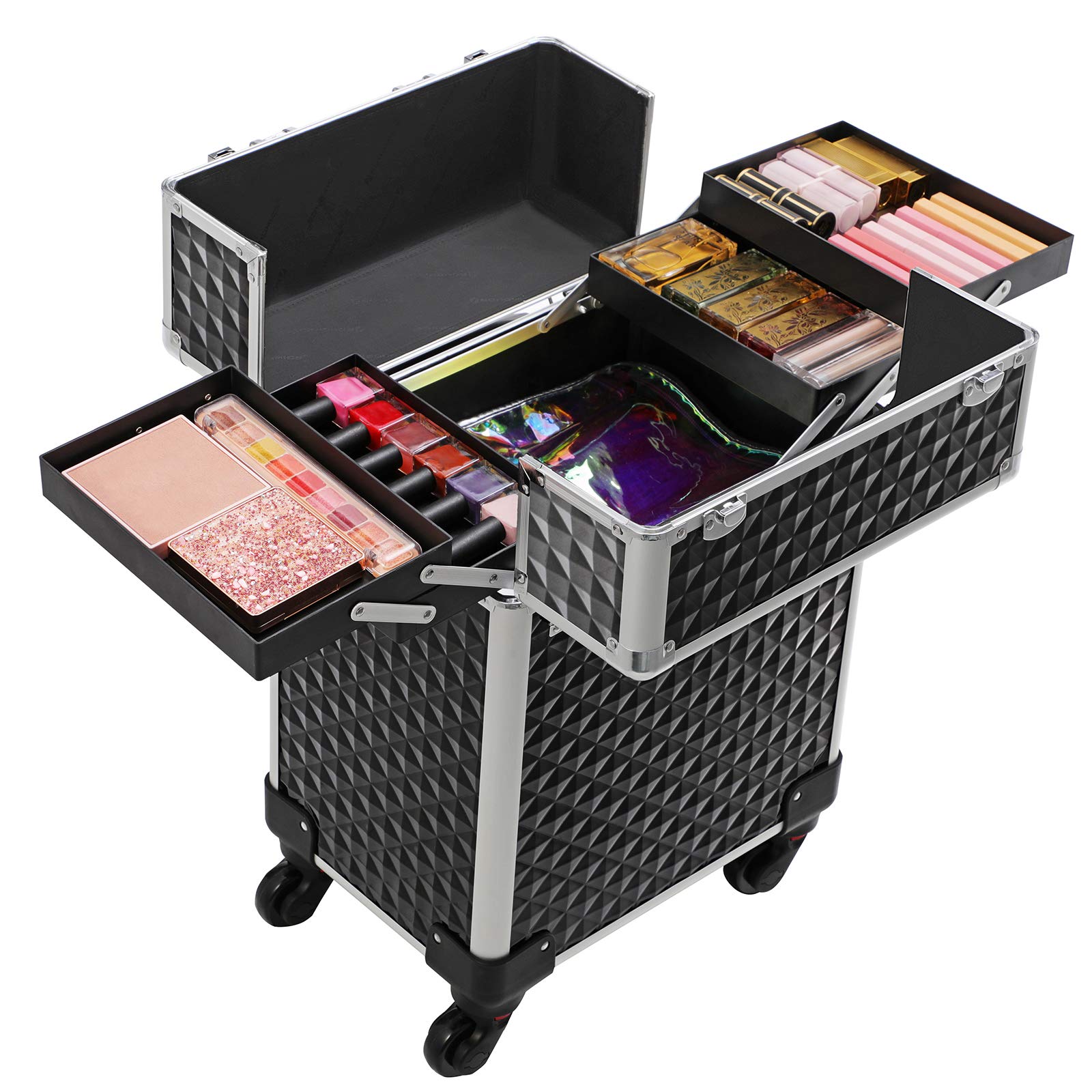 Songmics Valigia Trucco Trolley Make Up 4 Ruote 4 Vassoi