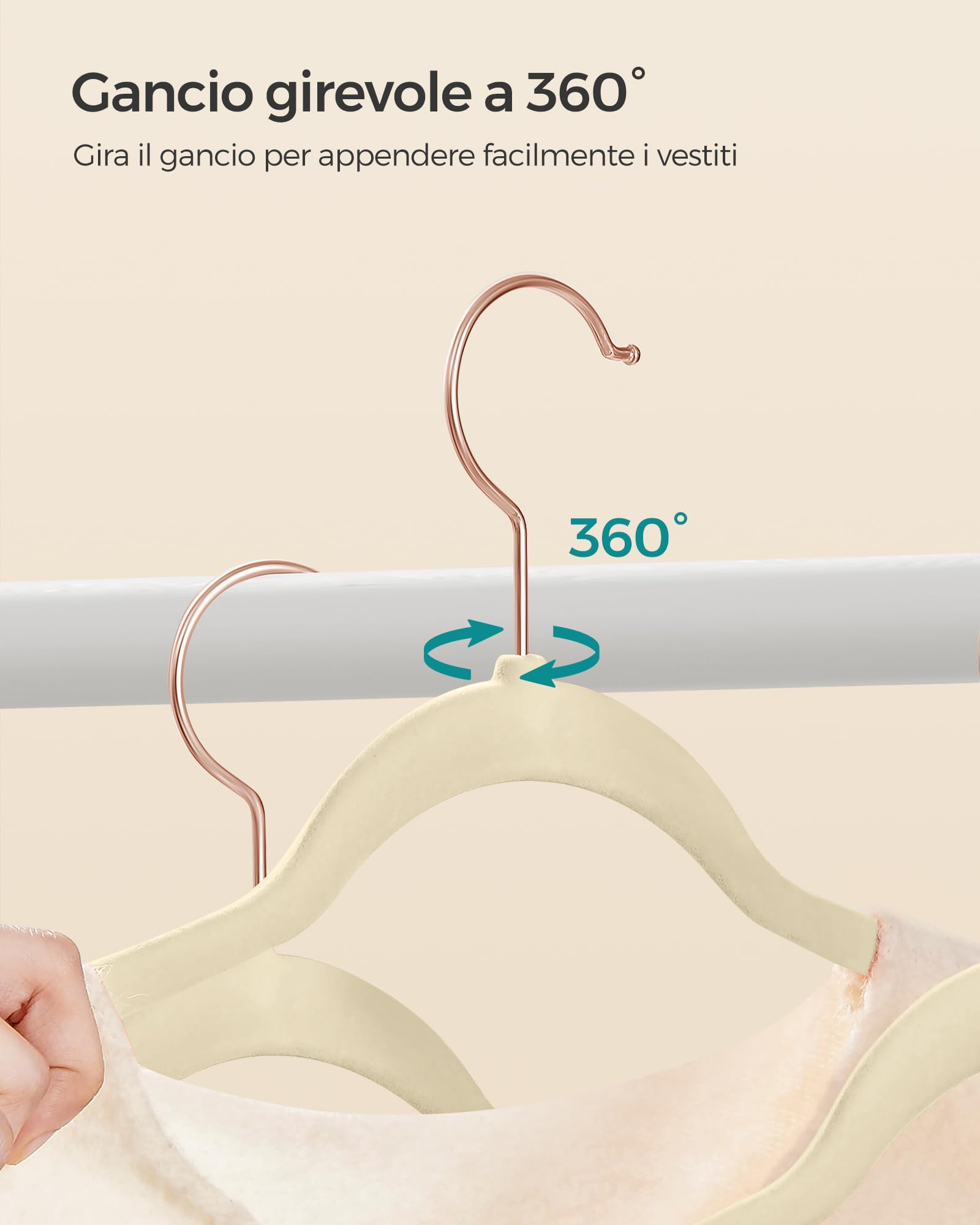 Songmics CRF026K50 Grucce Velluto 50 Pezzi Beige Salvaspazio