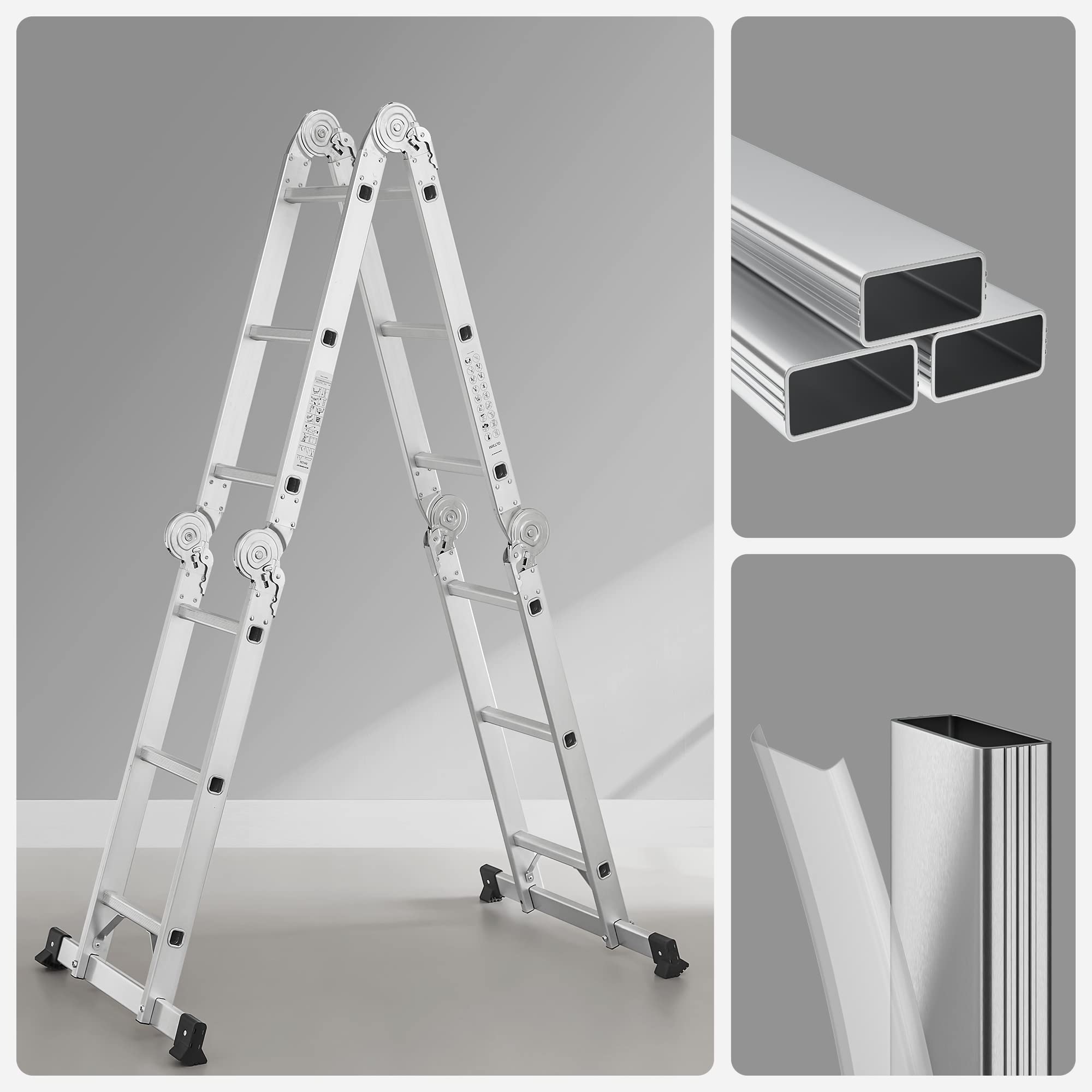 Songmics GLT36M scala multifunzione alluminio 12 gradini